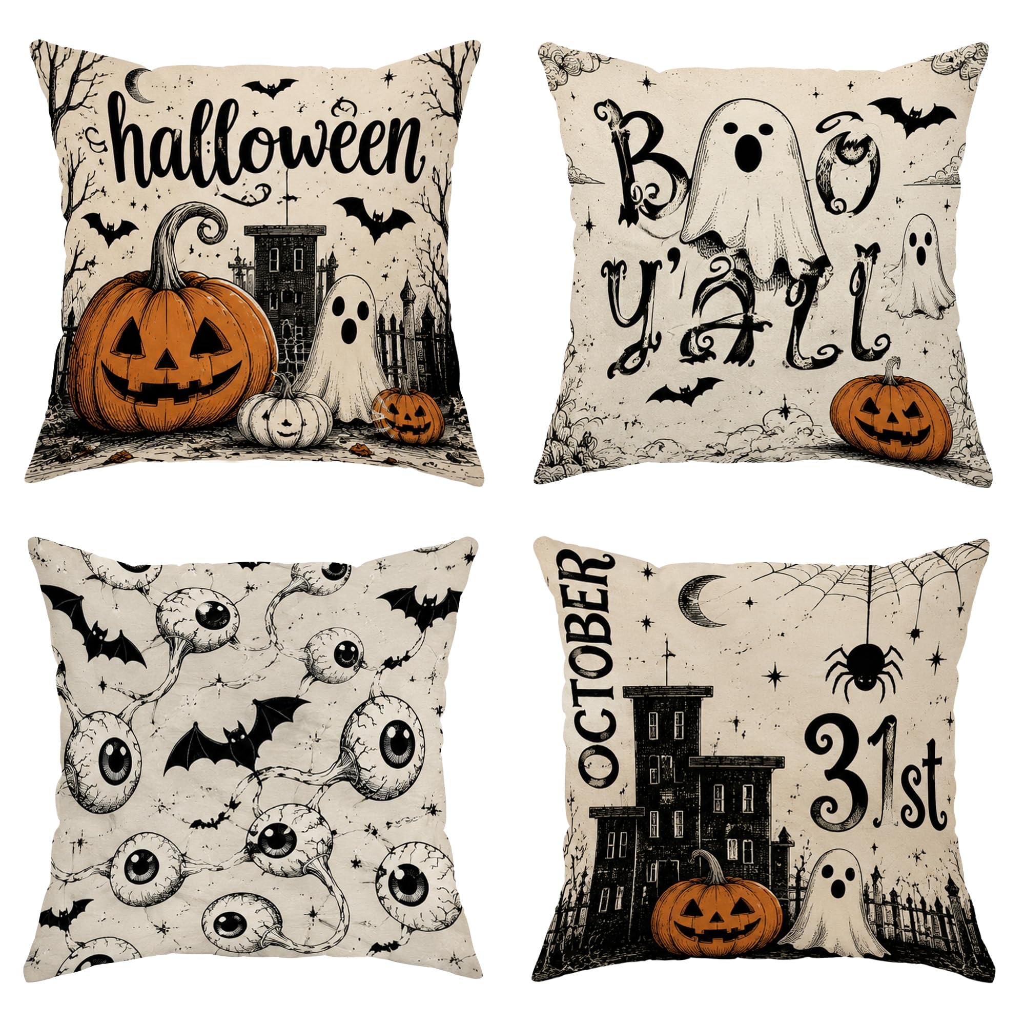 Housses de coussin citrouilles et fantôme d'Halloween pour canapé