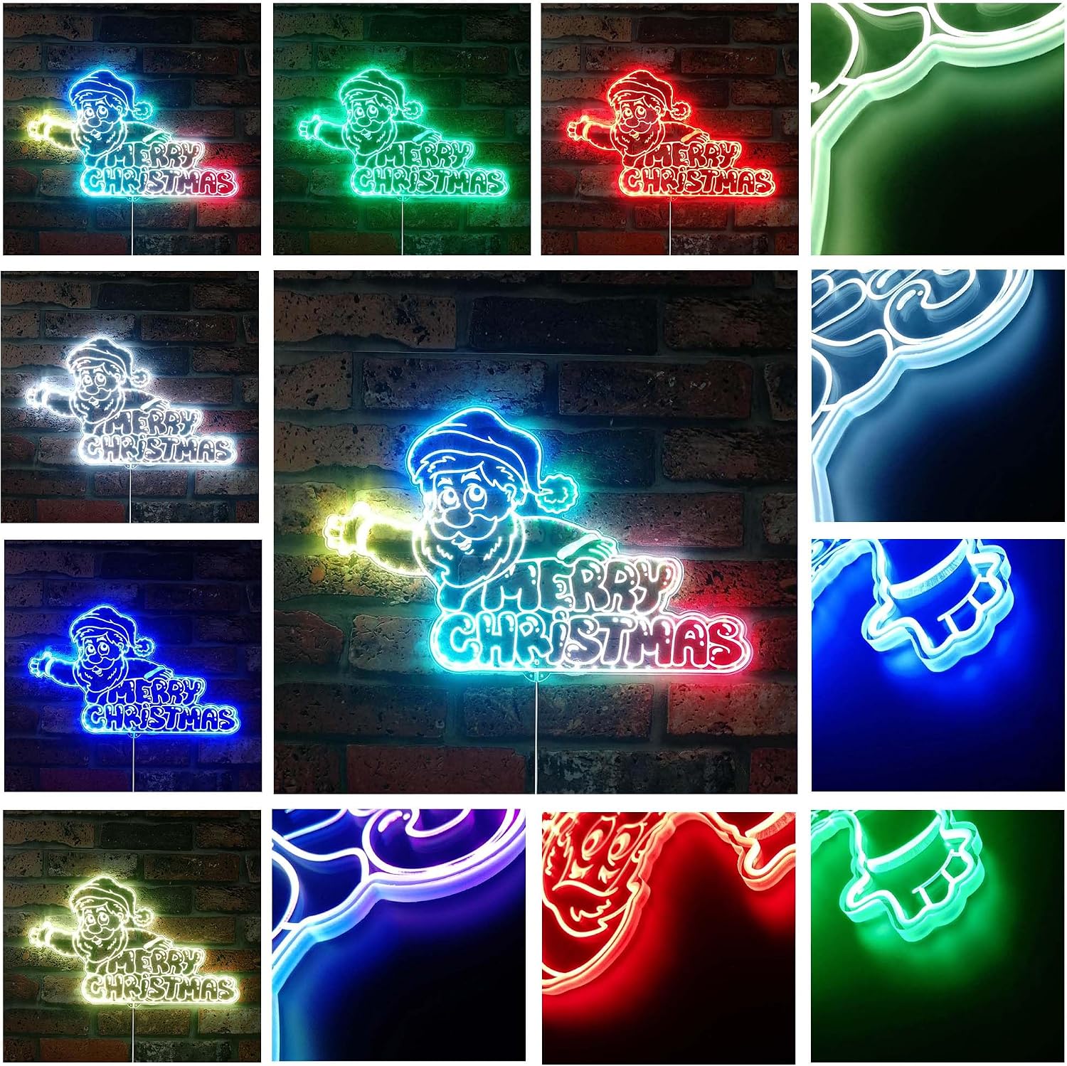 ADVPRO Santa Claus Merry Christmas RGB Dynamic Glam LED Sign - Cut-to-Edge Shape - Smart 3D Decoration - Multicolor Signage st06s43-fnd-i0064-c