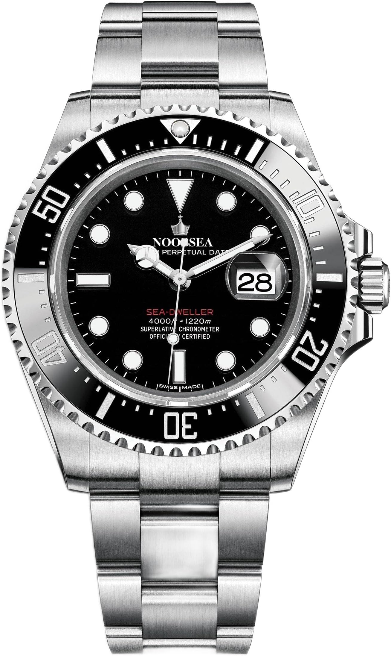 Noob Factory Luxury Swiss Crown Ocean High End Eminent Swiss Eta 2836 Movement Black Ocean Dweller Watch