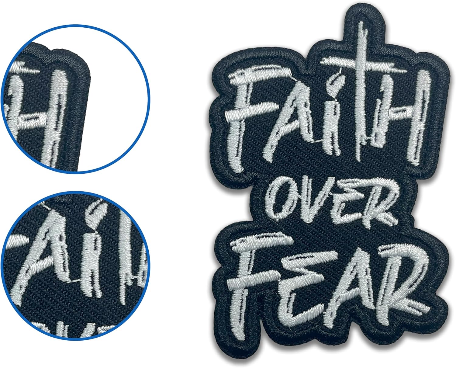 Faith Over Fear Morale Patches 3 Inches Christian God Religious Faith Lover Jesus, Hook and Loop Embroidered Patches for Bags Vest Dog Harness, Tactical Military DIY Accessories Gifts for Friend