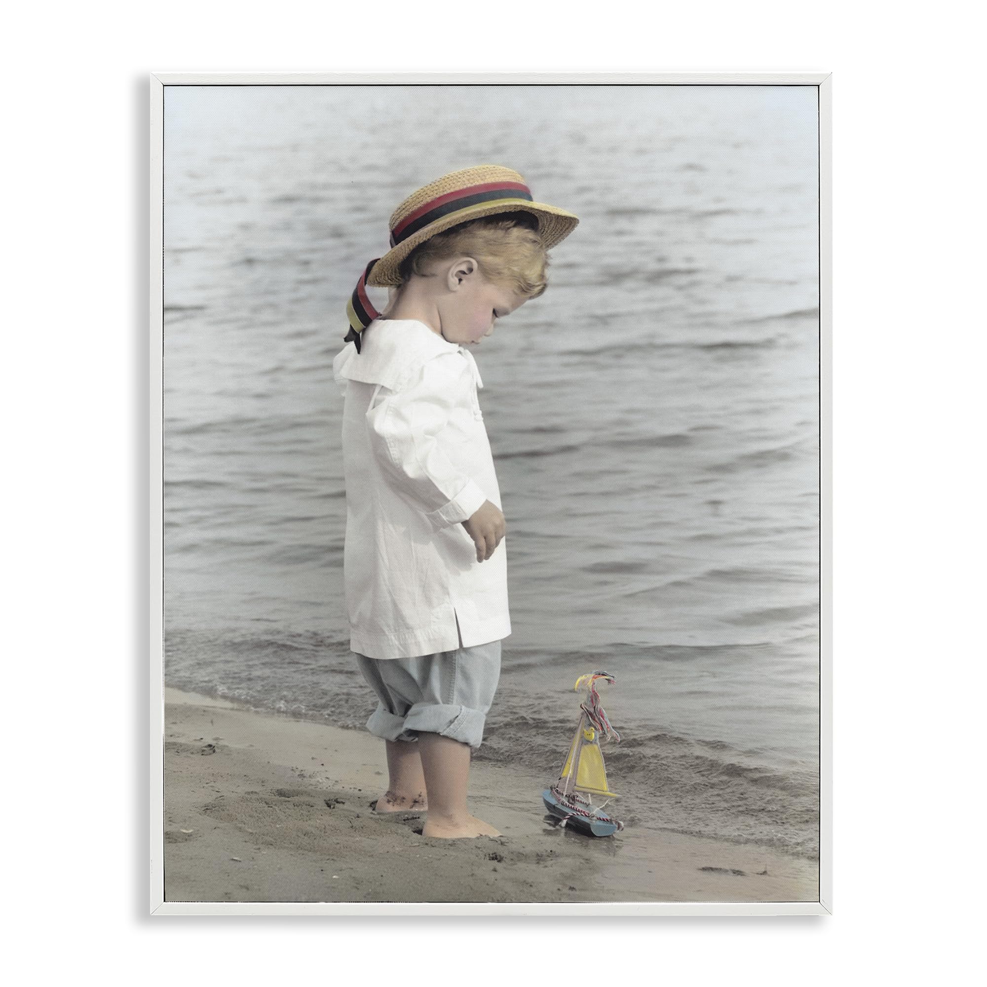 'Child on Beach Shore'| Framed Giclee Art