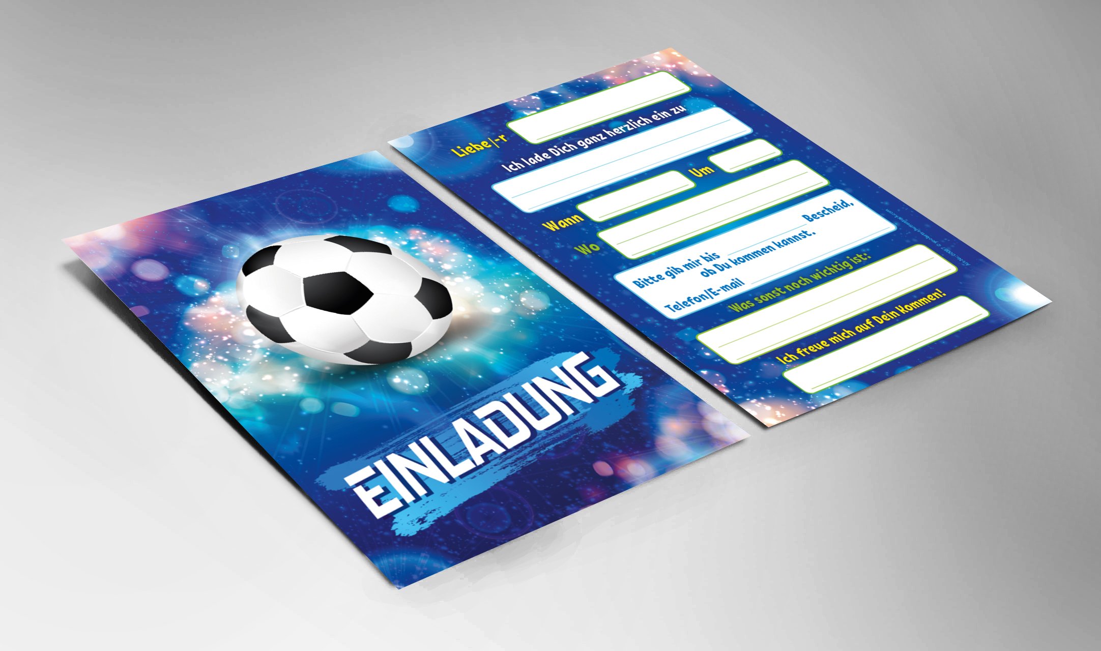 JuNa-Experten Lot De 12 Cartes D'invitation Avec 12 Enveloppes Pour Anniversaire D'enfant Garçon Football