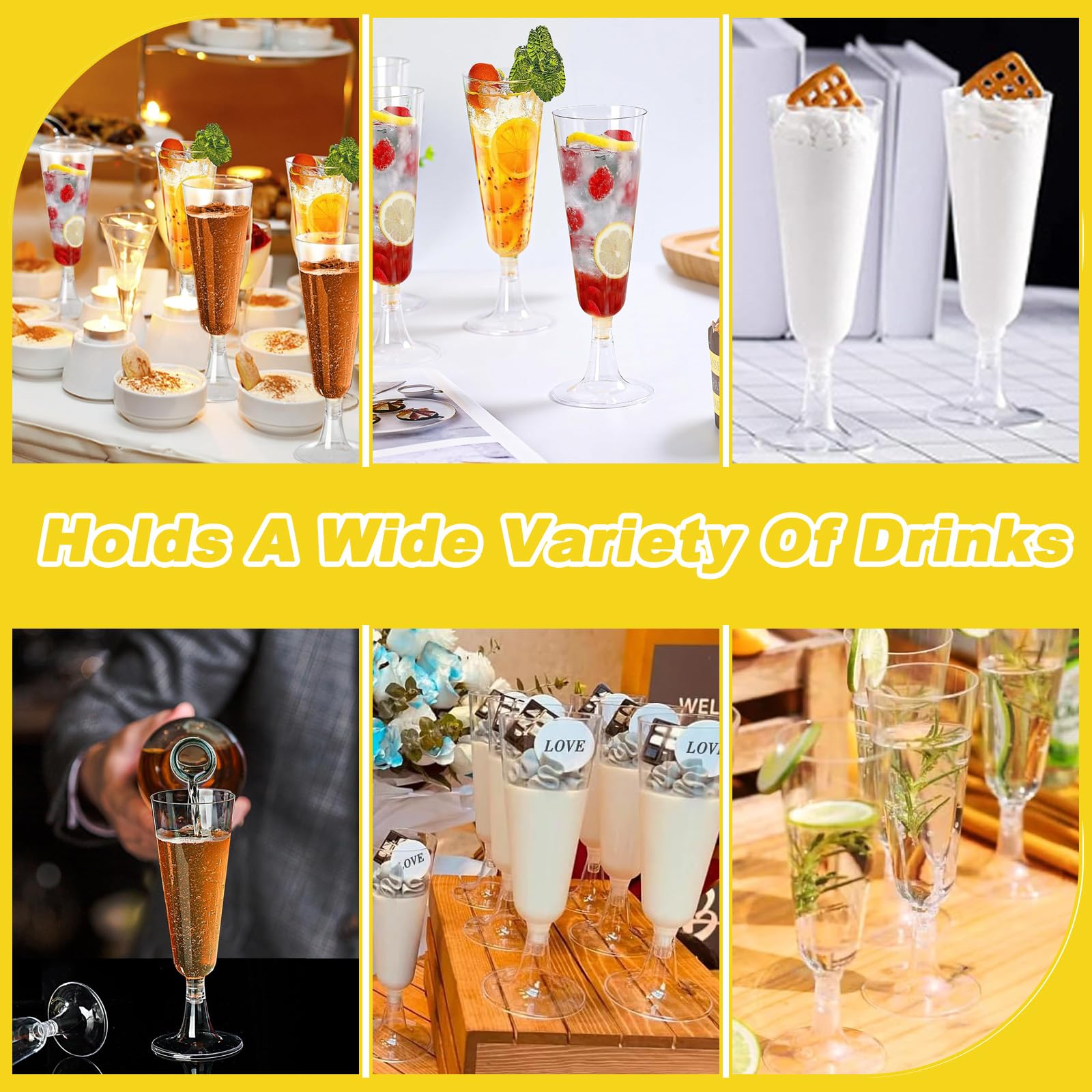 25 Flute Champagne Plastica Rigida Trasparente, Calici Vino Lavabili Riutilizzabili 150ml, Calice Eleganti Trasparenti, Tazze Flauti Cocktail,Bicchieri Spumante per Feste Matrimoni Compleanni Natalizi
