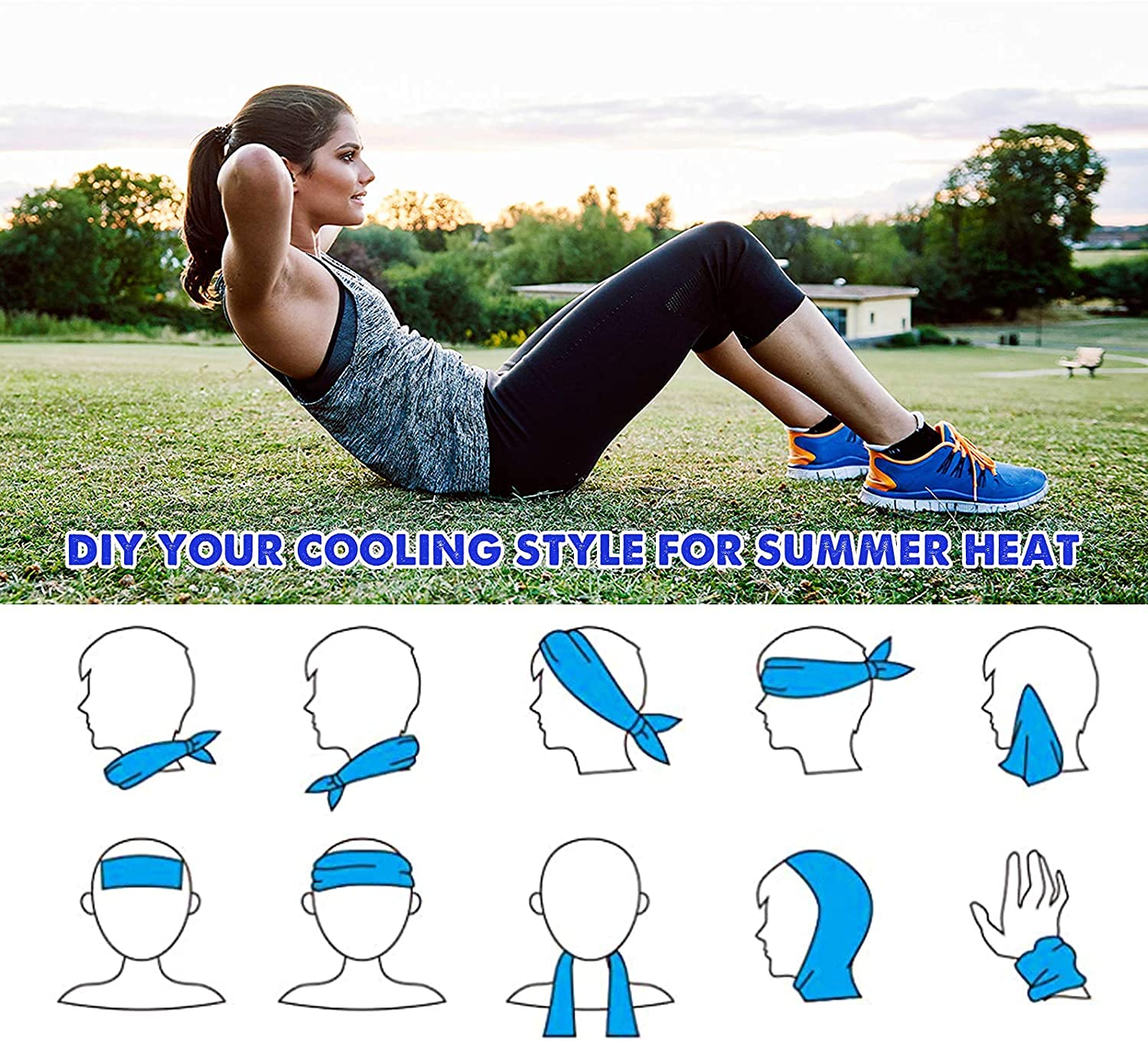 KATELUO Set di 4 asciugamani di raffreddamento, asciugamano in microfibra di filo sportivo, set di asciugamani freddi, raffreddamento towel fitness per palestra yoga golf viaggio campeggio allenamento