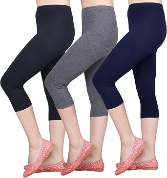 IRELIA 3 Pack Modal Girls Leggings Capri Solid Pant for School/Holiday