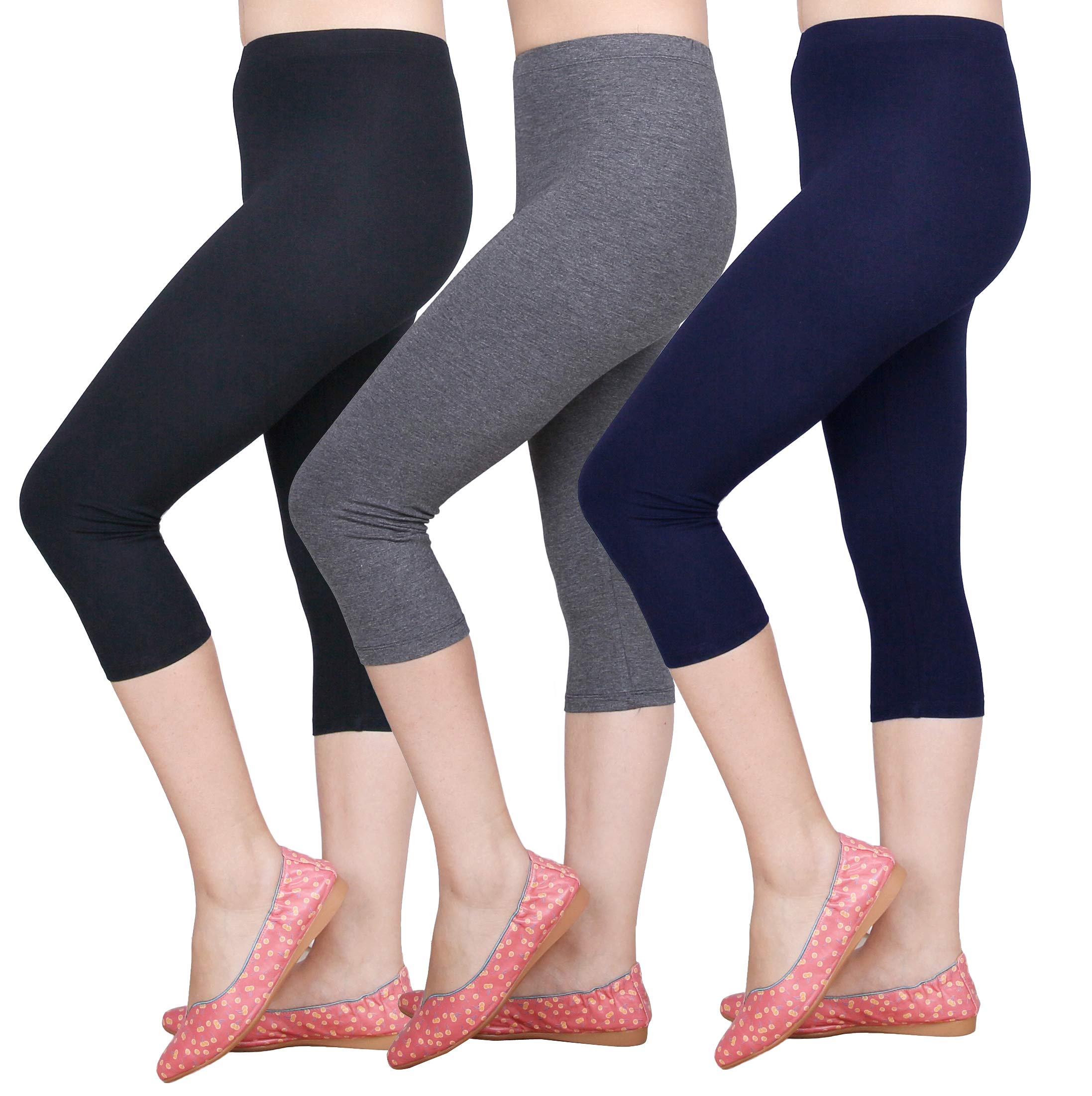 IRELIA 3 Pack Modal Girls Leggings Capri Solid Pant