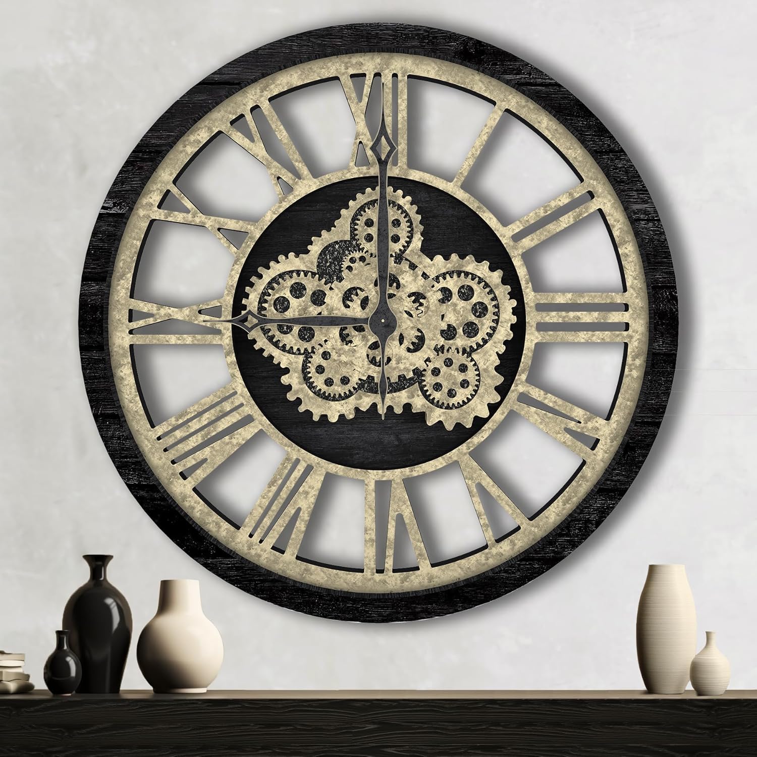 Whiteleopards 24”Black Large Wall Clock Original Mobile