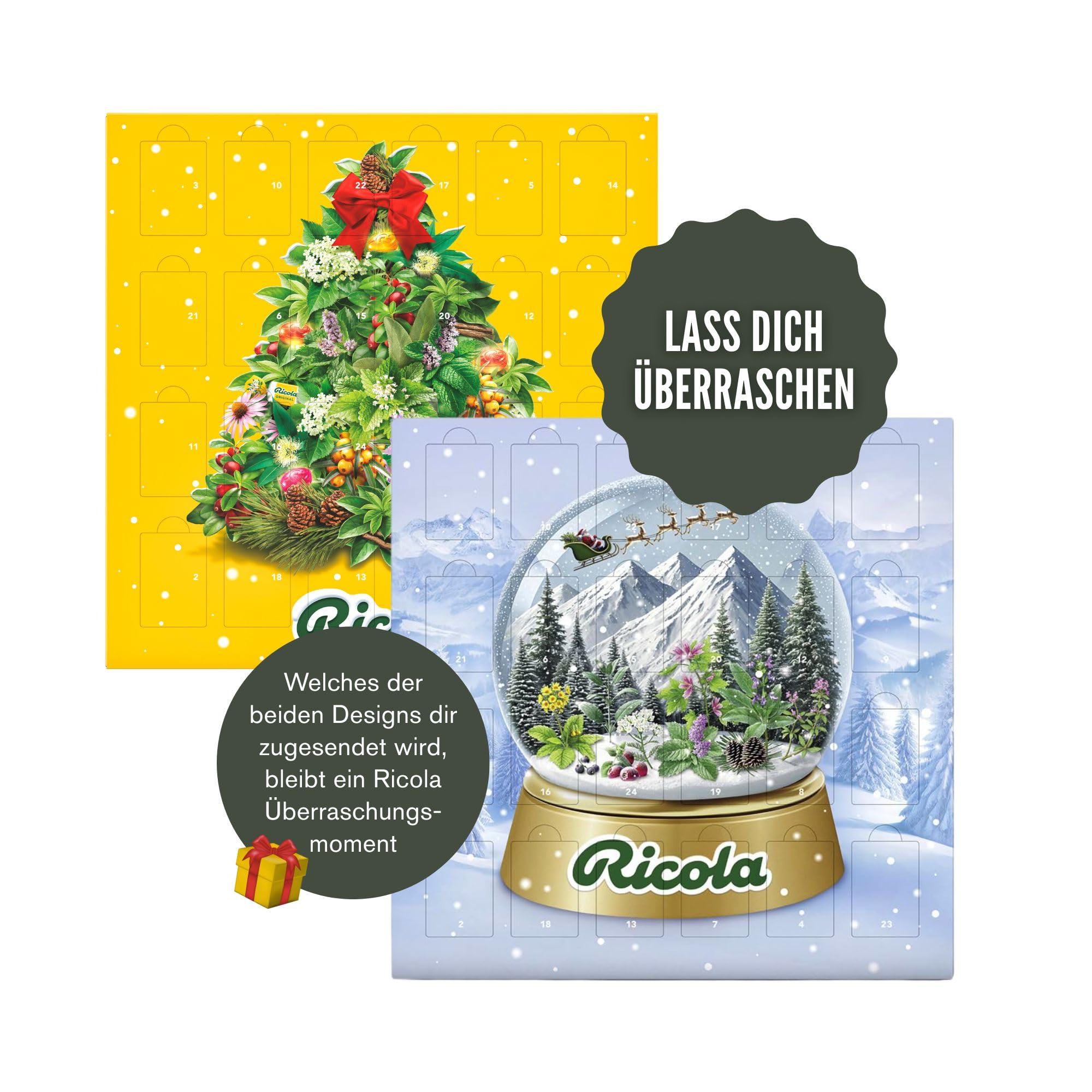 Ricola Adventskalender 2025, 24 Türchen, Mix aus Kräuter-Bonbons, Süßigkeiten Weihnachts-Kalender, geeignet für Kinder und Erwachsene, 1 x 360g (Verpackungsdesign kann abweichen)