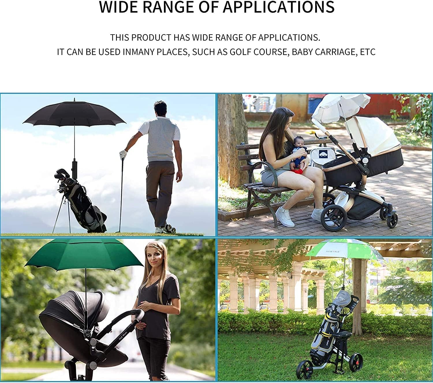 Soporte para Paraguas de Golf Universal Ajustable Negro