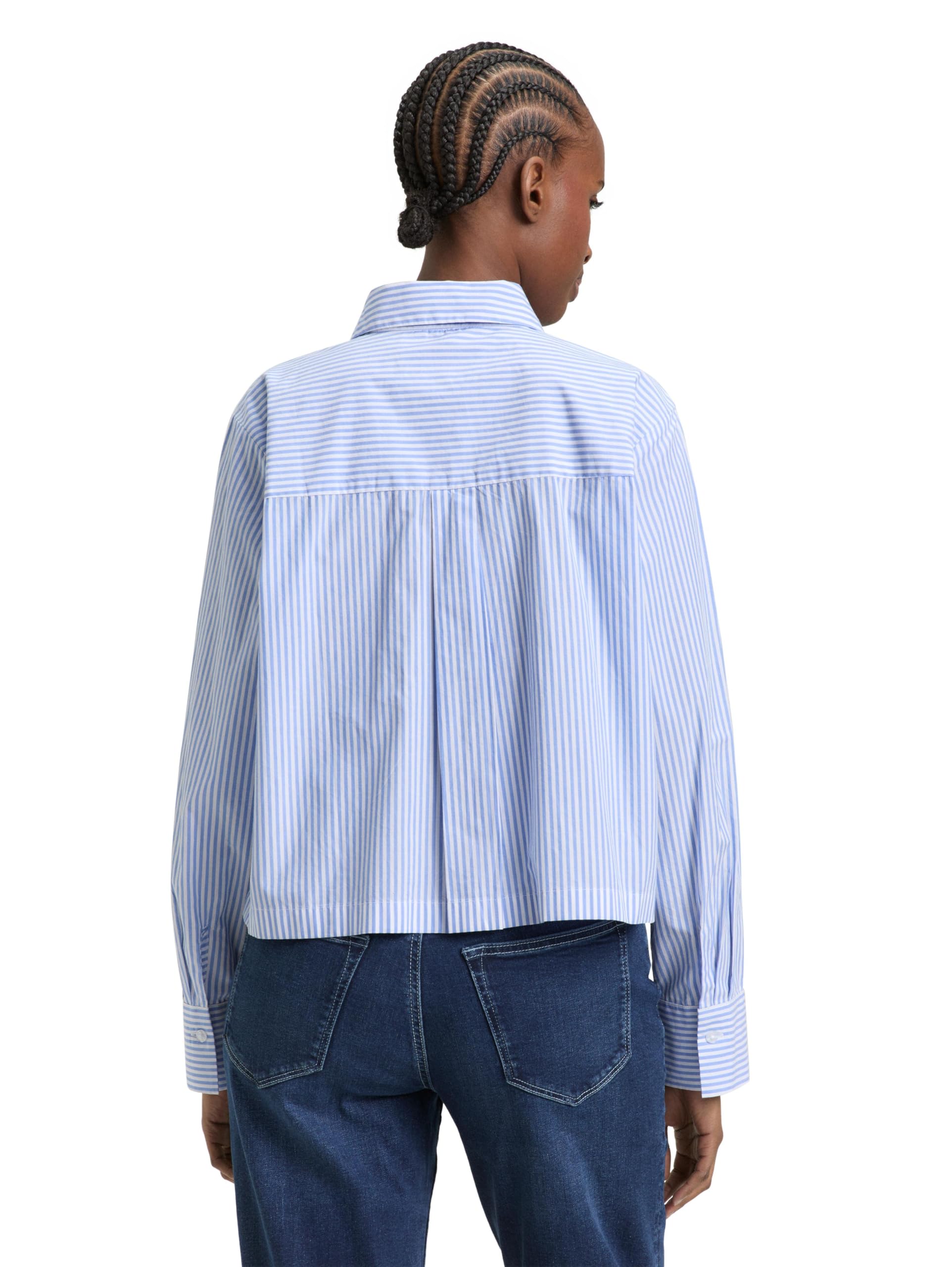 TOM TAILOR Denim Damen Boxy Fit Hemdbluse aus Baumwolle
