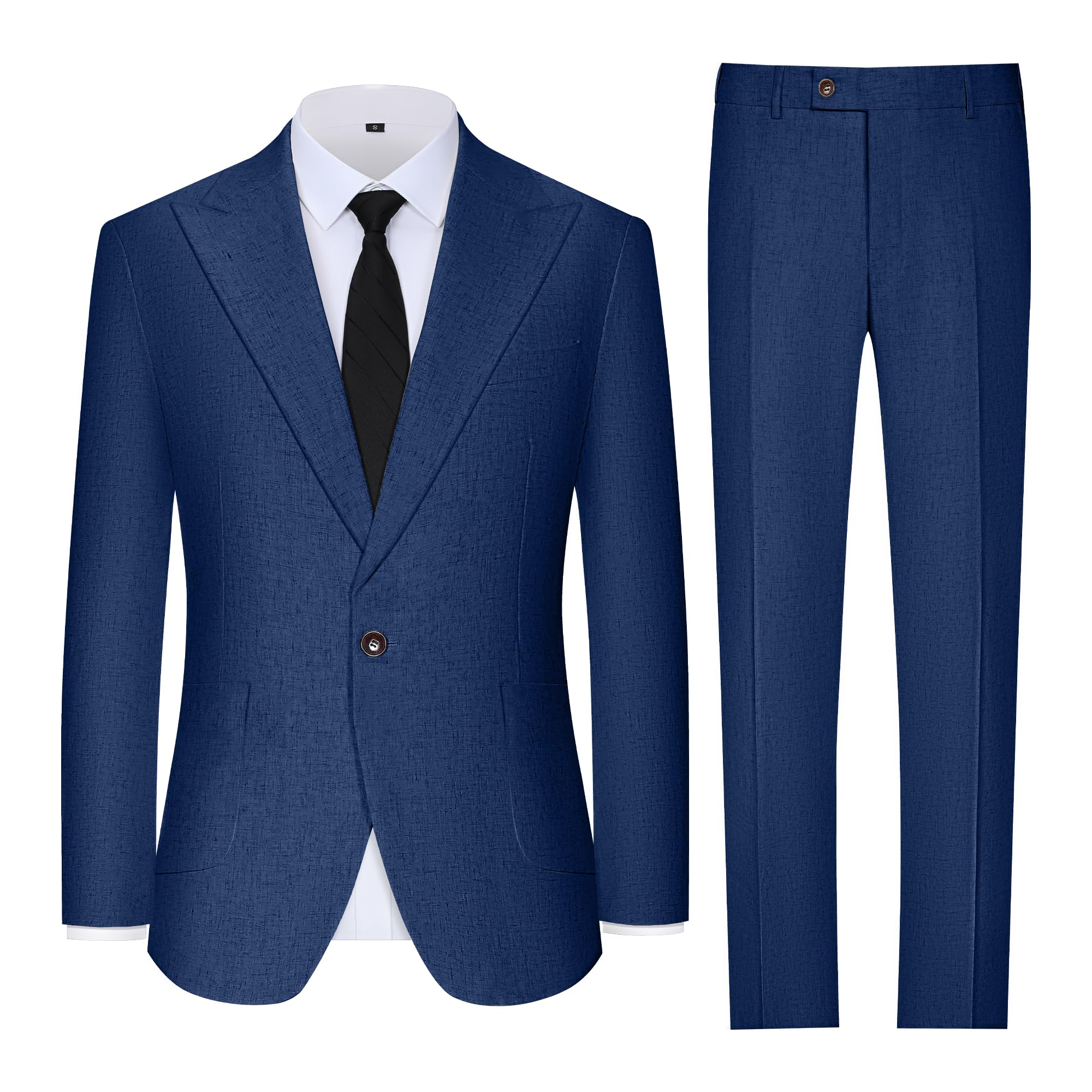 Completo da uomo in lino slim fit 2 pezzi estate spiaggia abiti da sposa con bavero a punta casual blazer pantaloni set per smoking da ballo