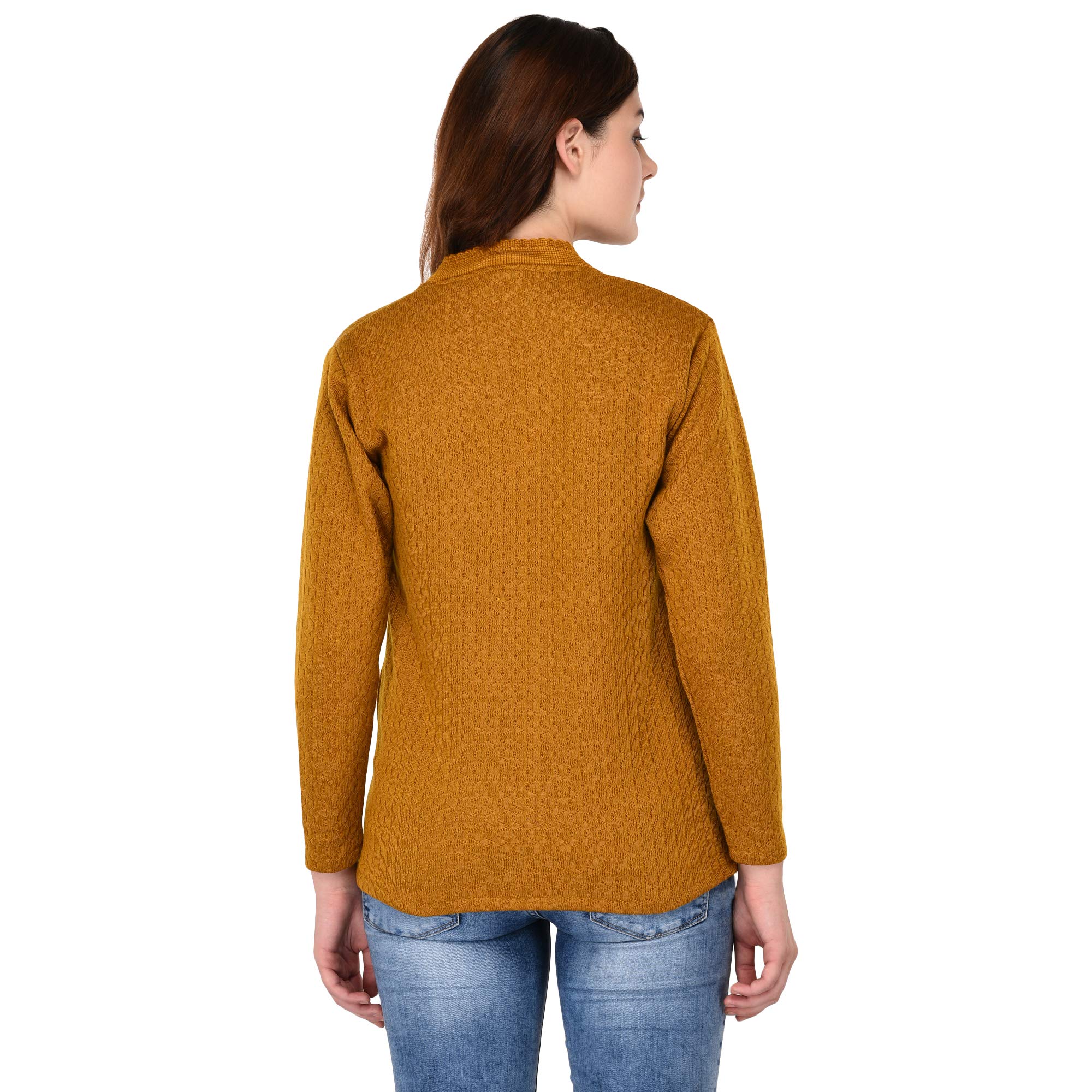 eWools Women's Wool V-Neck Sweater (H11-XXL_Mustard_2XL) - Image 2 thumbnail
