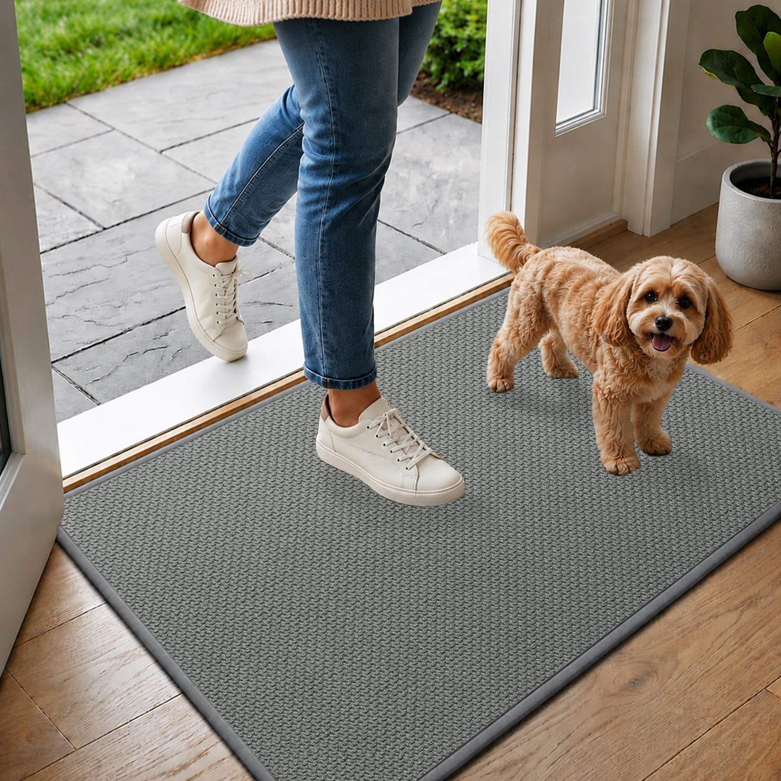 SOQKEEN Indoor Door Mat, Dirt & Moisture Trapping, 50 x 80 cm, Grey
