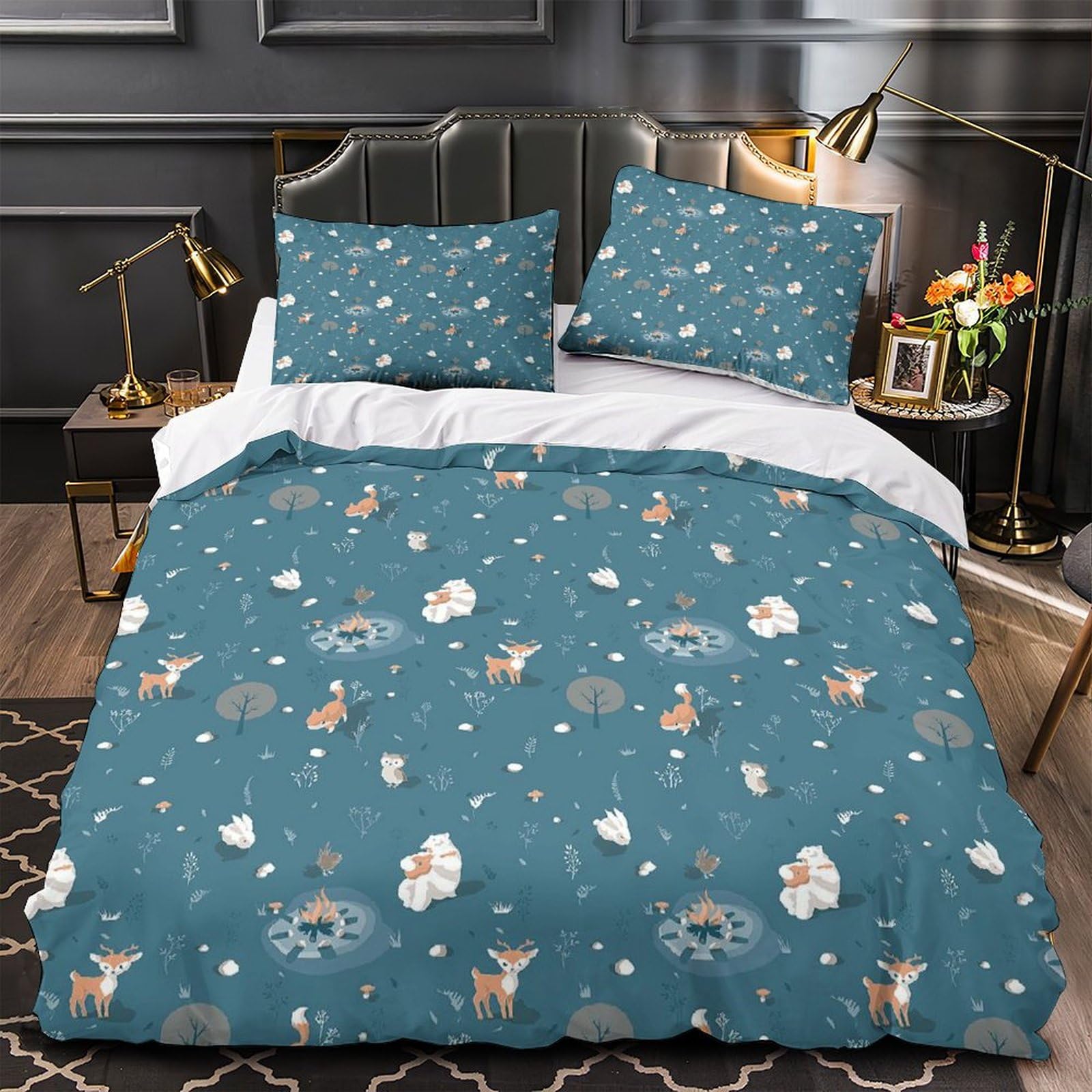 MXRMXR Animal Bedding Duvet Cover Set Soft Microfibre Comforter Cover 3D Print Quilt Cover 3 Piece Set for Children Adults with Zipper Closure Single（140x200cm）