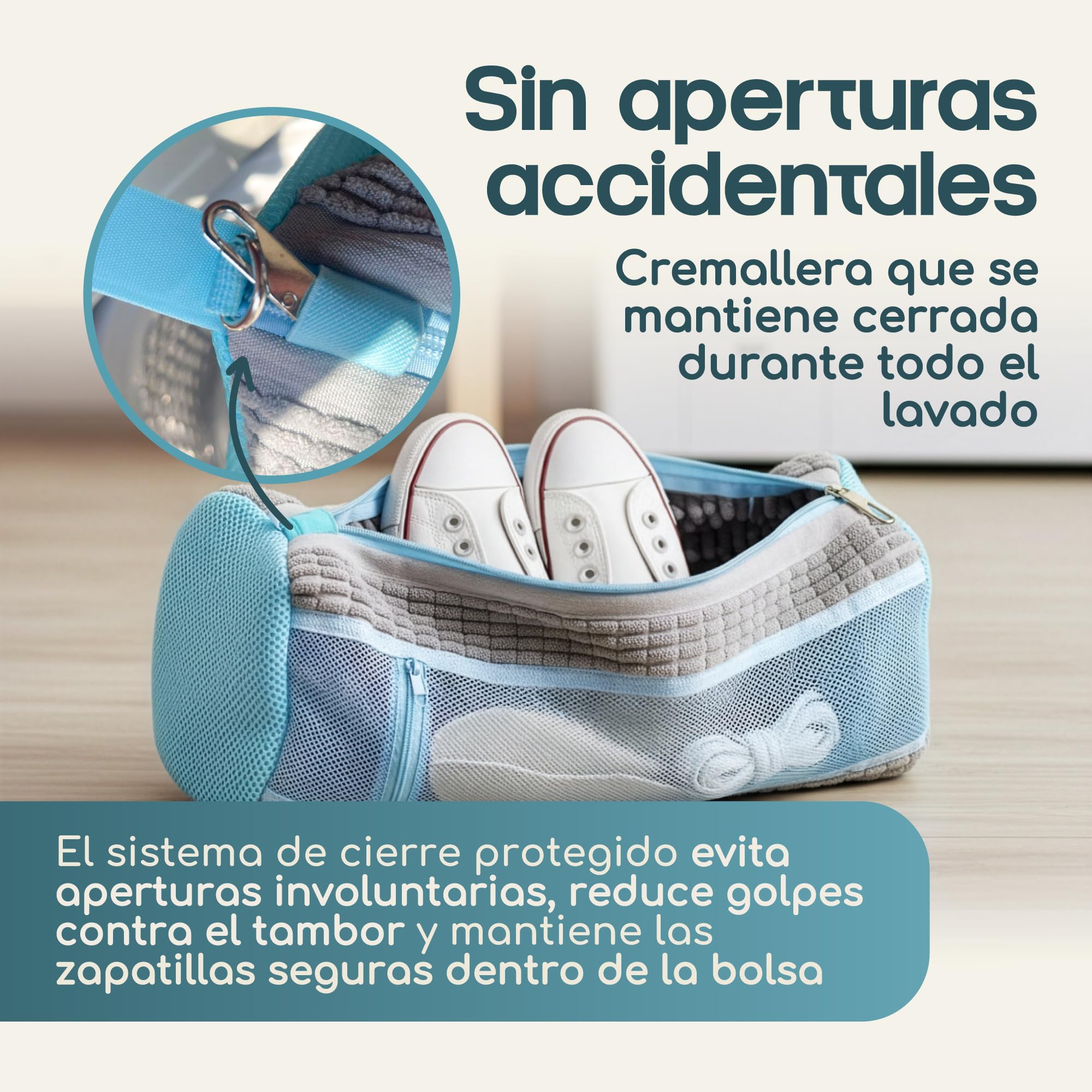 Bolsa Lavadora Zapatillas Premium, 1 Bolsa para Lavar Zapatillas en Lavadora con Chenilla 360°, Reutilizable, Malla Reforzada, Cremallera Oculta, Funda para Lavar Zapatos en Lavadora, Protección Total — view 7