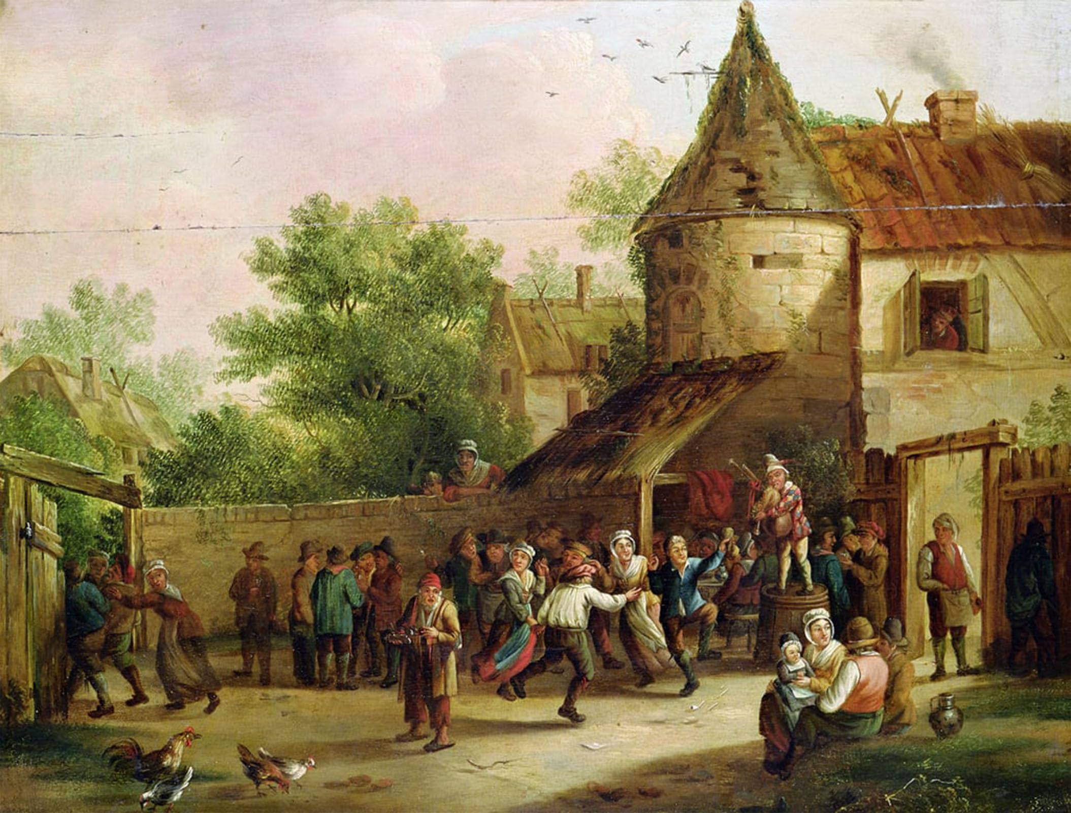 SERENDIPITP Abstract Painting Mural Print Picture Wall Decor Painting the Village Fete by David Teniers the Younger Vintage Wall Artwork for Home Decor 60x90cm