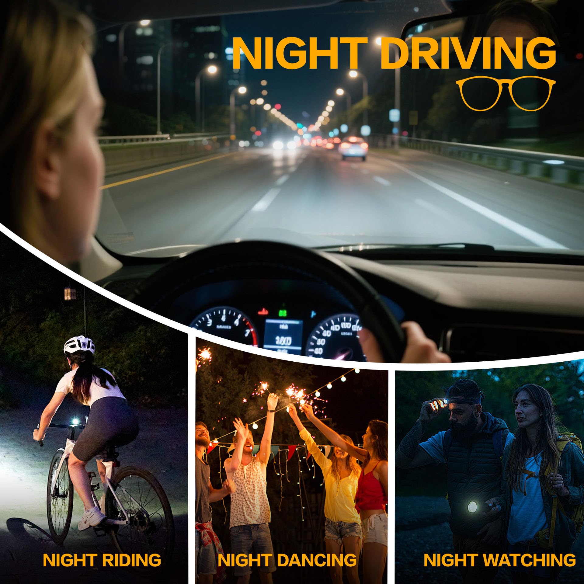 Lentes de visión nocturna para mujer: TR90 antirreflejos, para conducción nocturna, reducen la fatiga ocular para conductores, lluvia, nieve y niebla