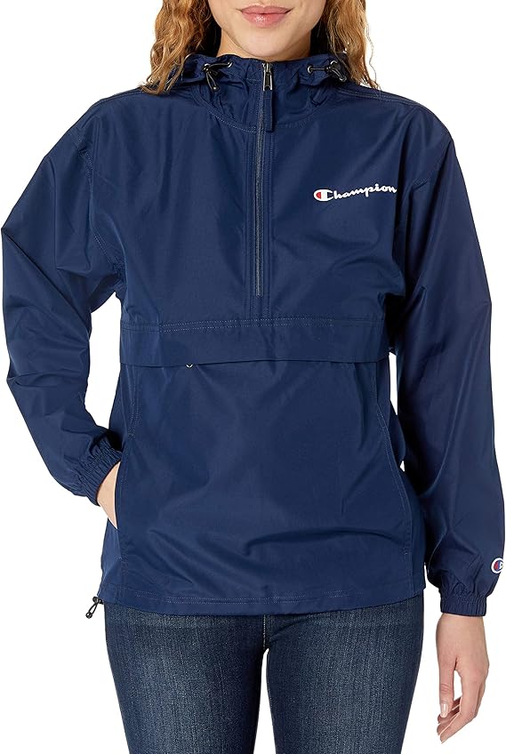 champion windbreaker womens blue