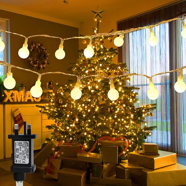 Globe String Lights 10M 100 LED Bulb Fairy Lights Outdoor Warm White Colour Changing 8 Mode Crystal Ball Light for Garden Indoor Outside