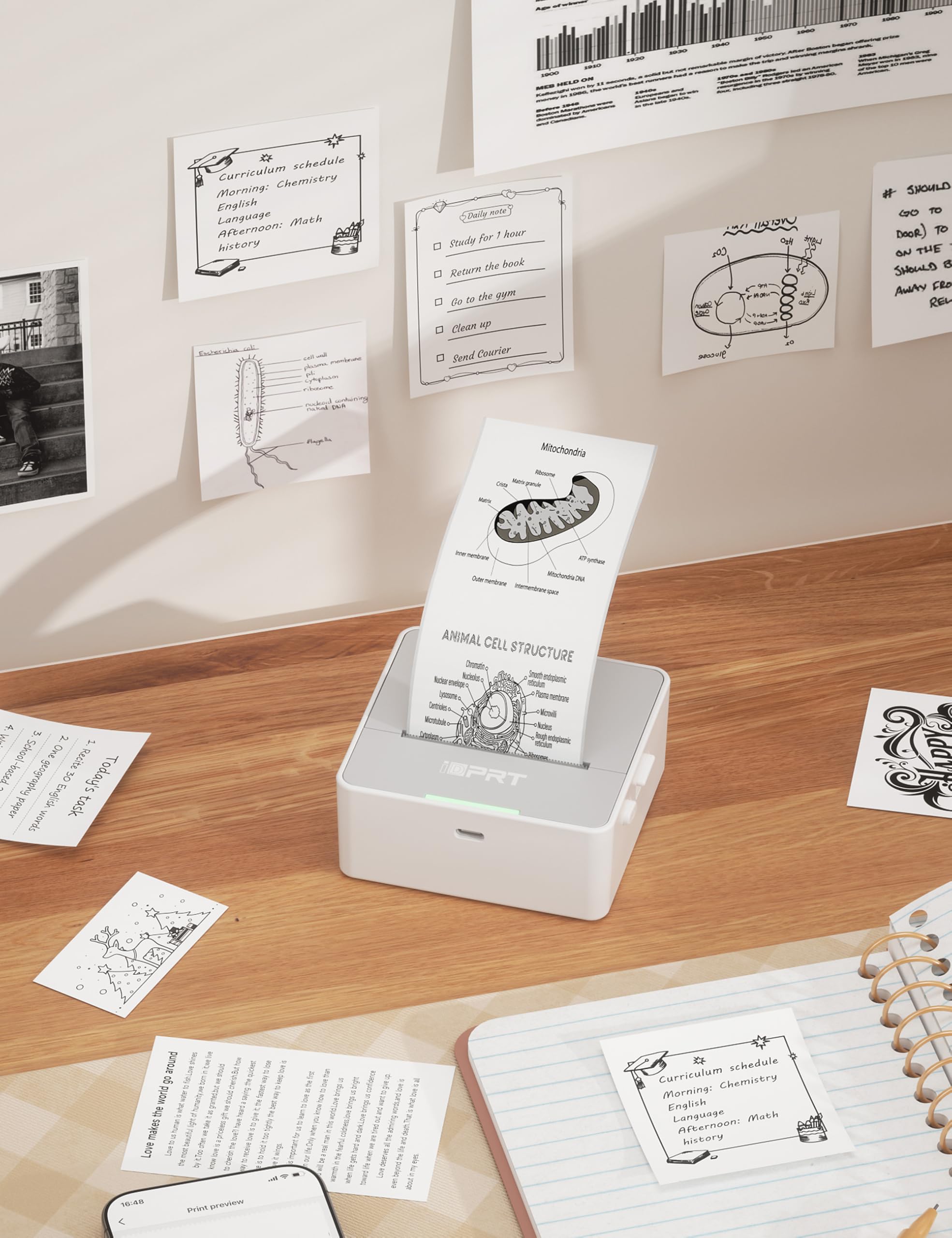 iDPRT Sticker Printer, Portable Sticker Maker Machine, Mini Inkless Bluetooth Thermal Printer for iPhone & Android, Pocket Printer for Labels, Barcodes, DIY Journaling, Kids Gift, Gray: Grey color