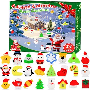 Christmas Advent Calendars 2025 Kids with 24pcs Cute Mochi Squishies Countdown Toys for Boys Girls Stocking Stuffers Gifts Xmas Party Favor