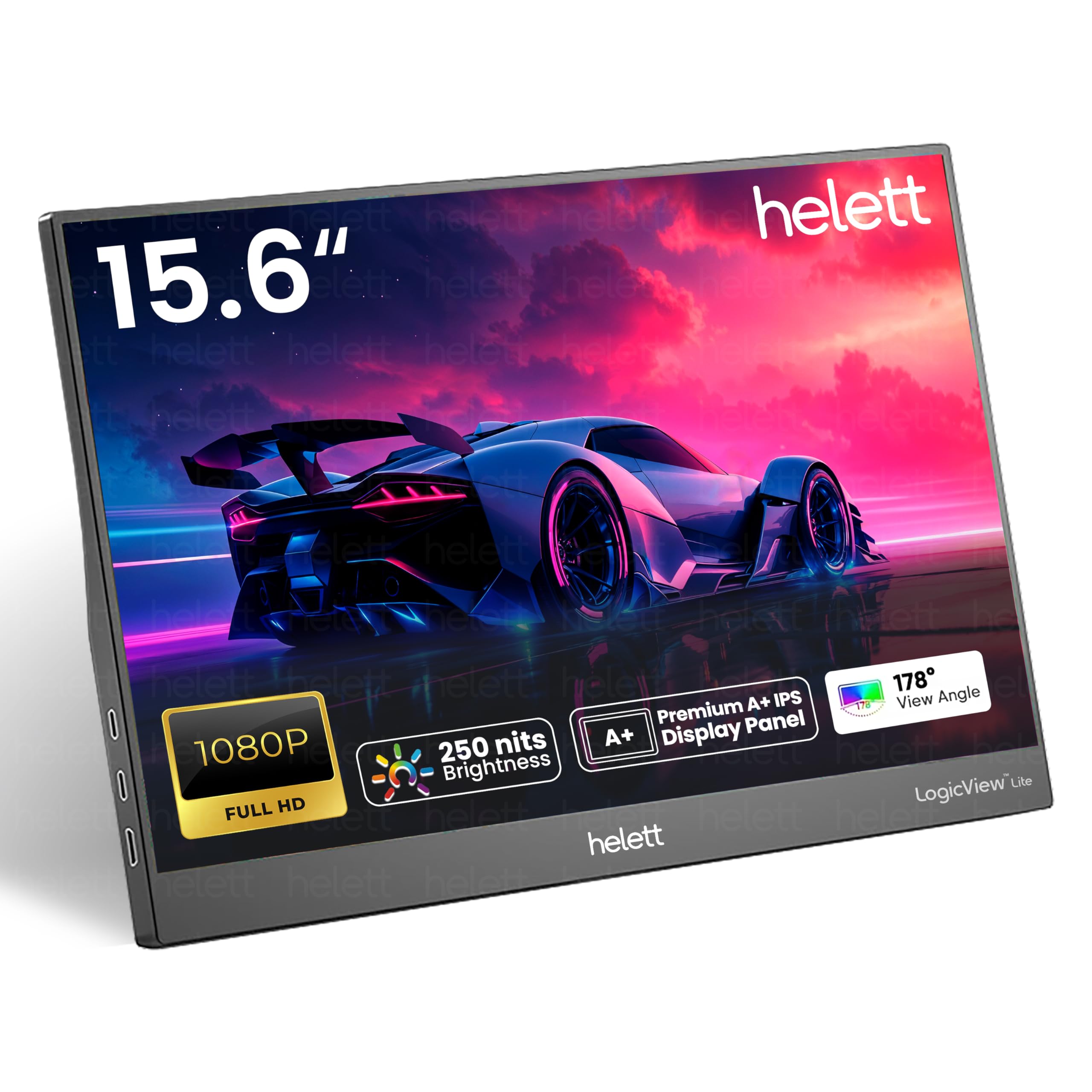 helett® LogicView™ 15.6” Portable Monitor | FHD 1080p IPS Display | 450 Nits | 178° Viewing Angle | Ultra Slim 4mm Design | Type-C & Mini HDMI | Built-in Speakers | Laptop, PS5 & Phone Compatible-image-39