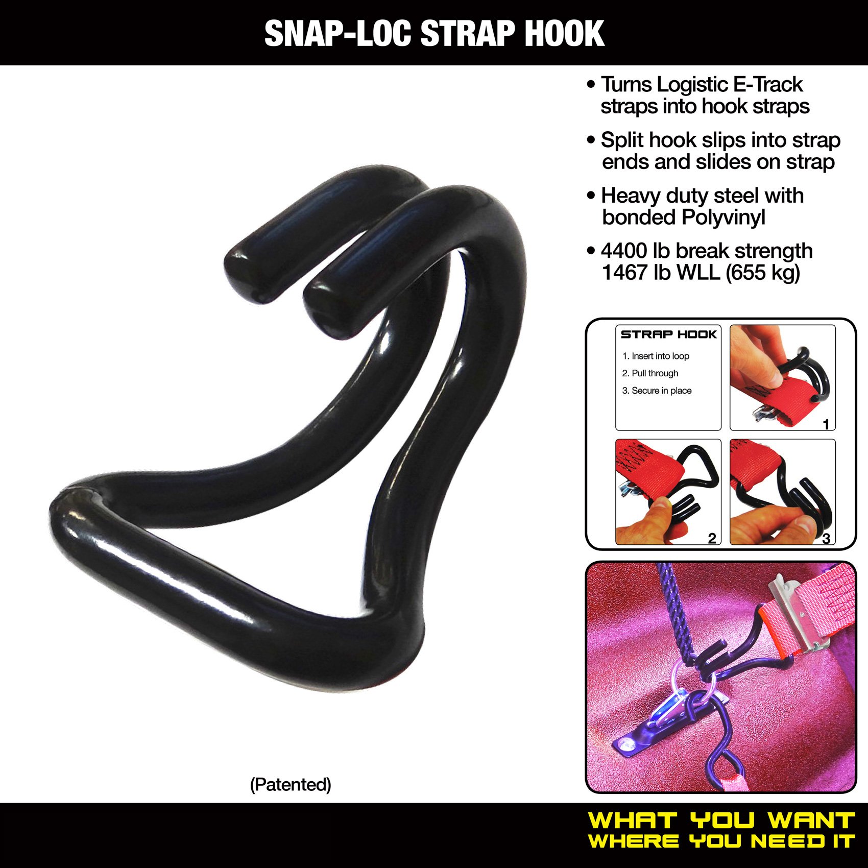 Strap Hook Turns All Logistic E-Straps into Hook Straps