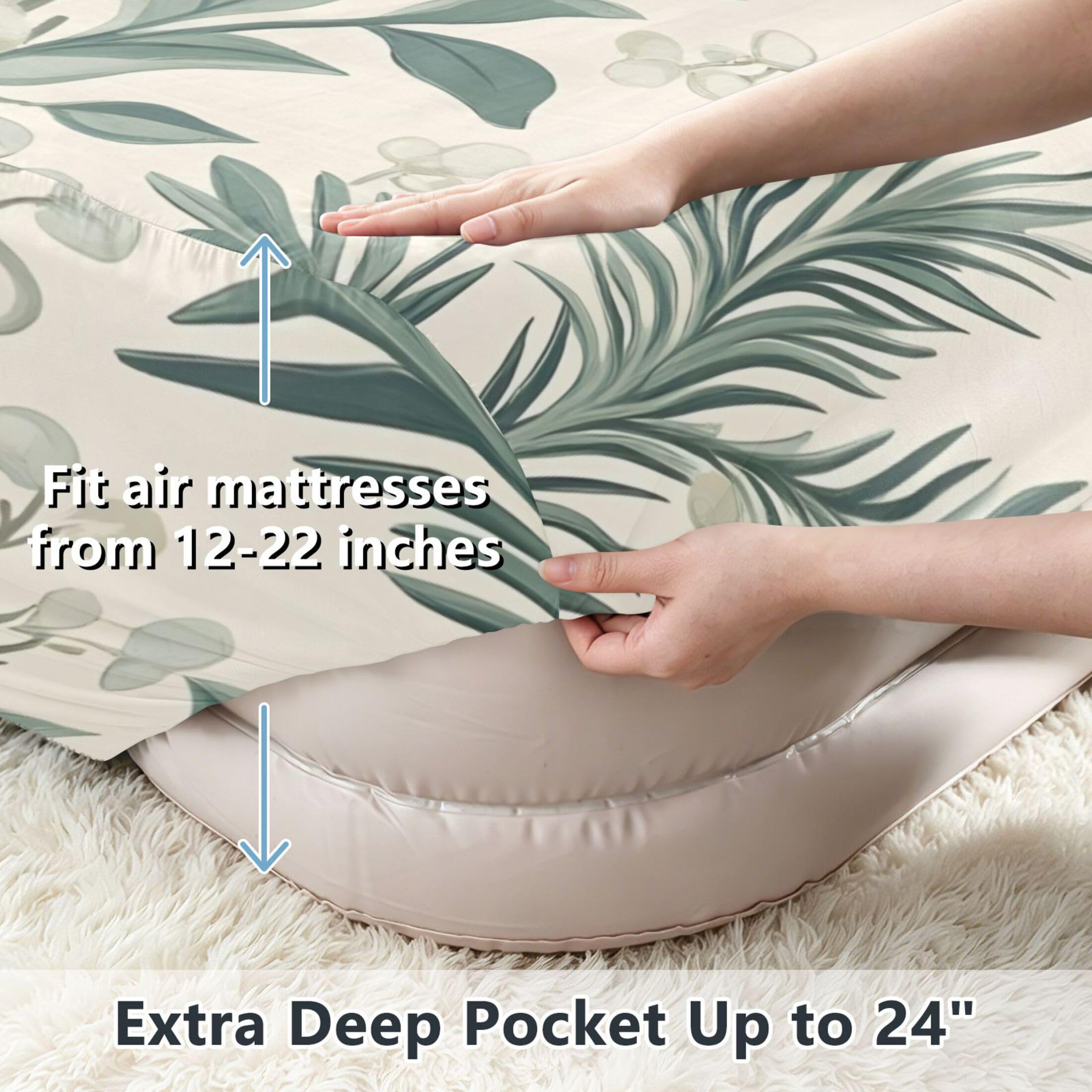 Pine Cones - Sábana bajera ajustable individual para colchón de aire, bolsillo extra profundo de 24 pulgadas, funda suave y transpirable con apertura de válvula de cremallera para cama de