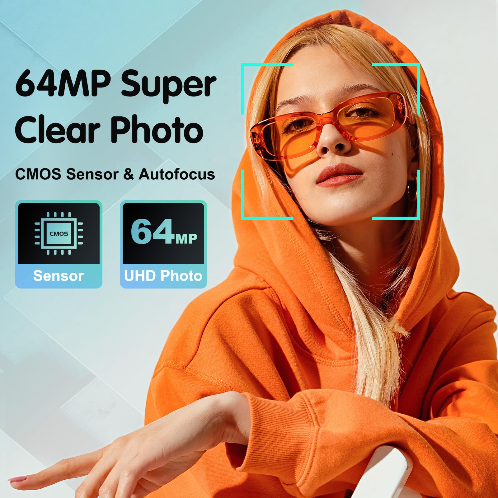 Cámara Digital, Cámara de Fotos HD 4K 64MP Zoom 16X, Cámara de Fotos Selfie con Enfoque Automático, Flash Incorporado Recargable Camara con 2 baterías, 1 Cargador de batería (Tarjeta SD no incluida)