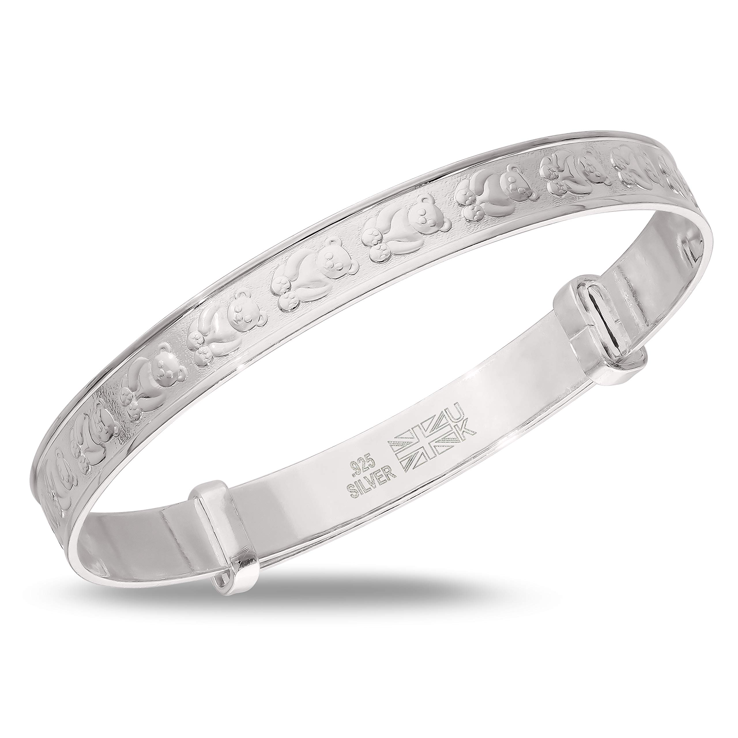 Bracelet pour enfant en argent sterling 925 avec motif ours en peluche, 1, Argenté