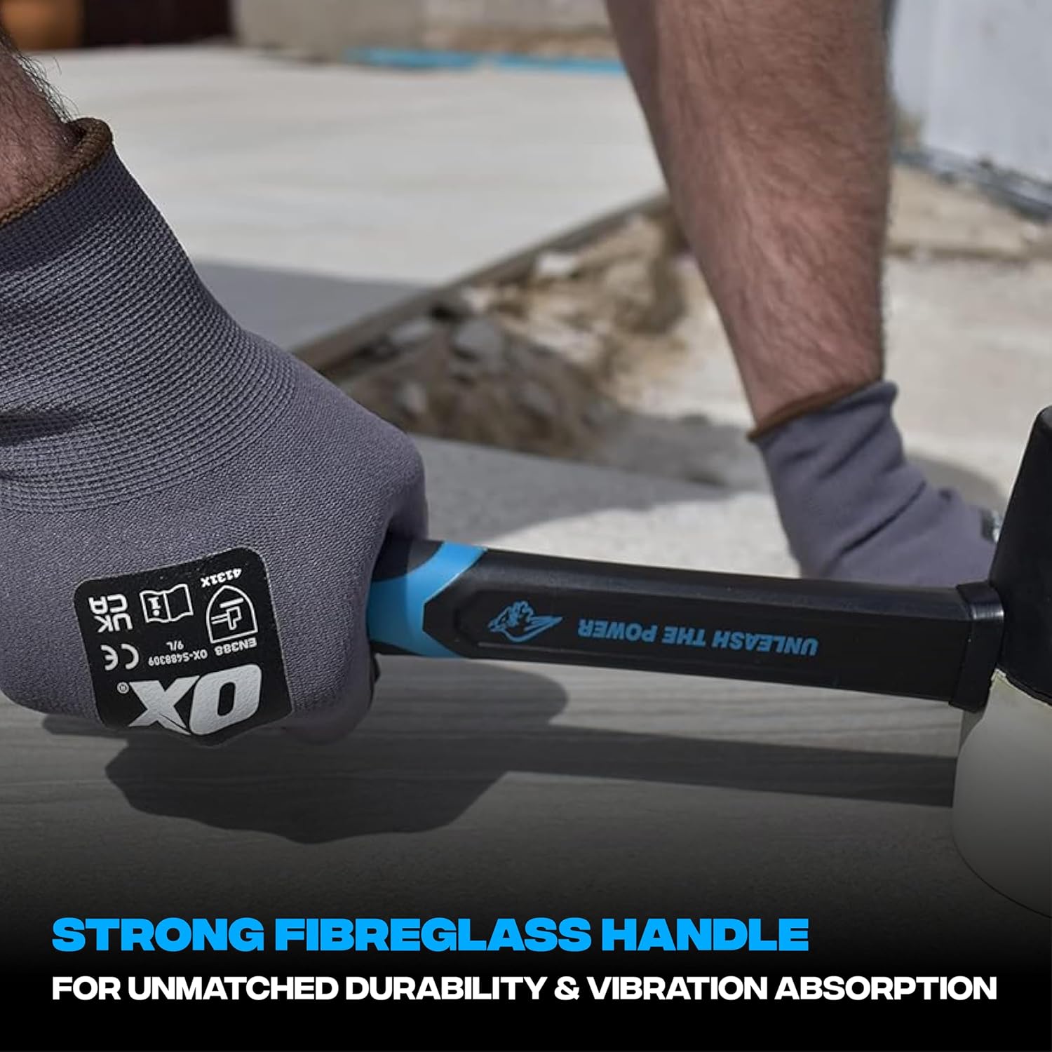 OX TOOLS Combination Rubber Mallet - Non-marking Rubber Mallet Hammer with Fiberglass Handle | Multi-Color & 24-Ounce
