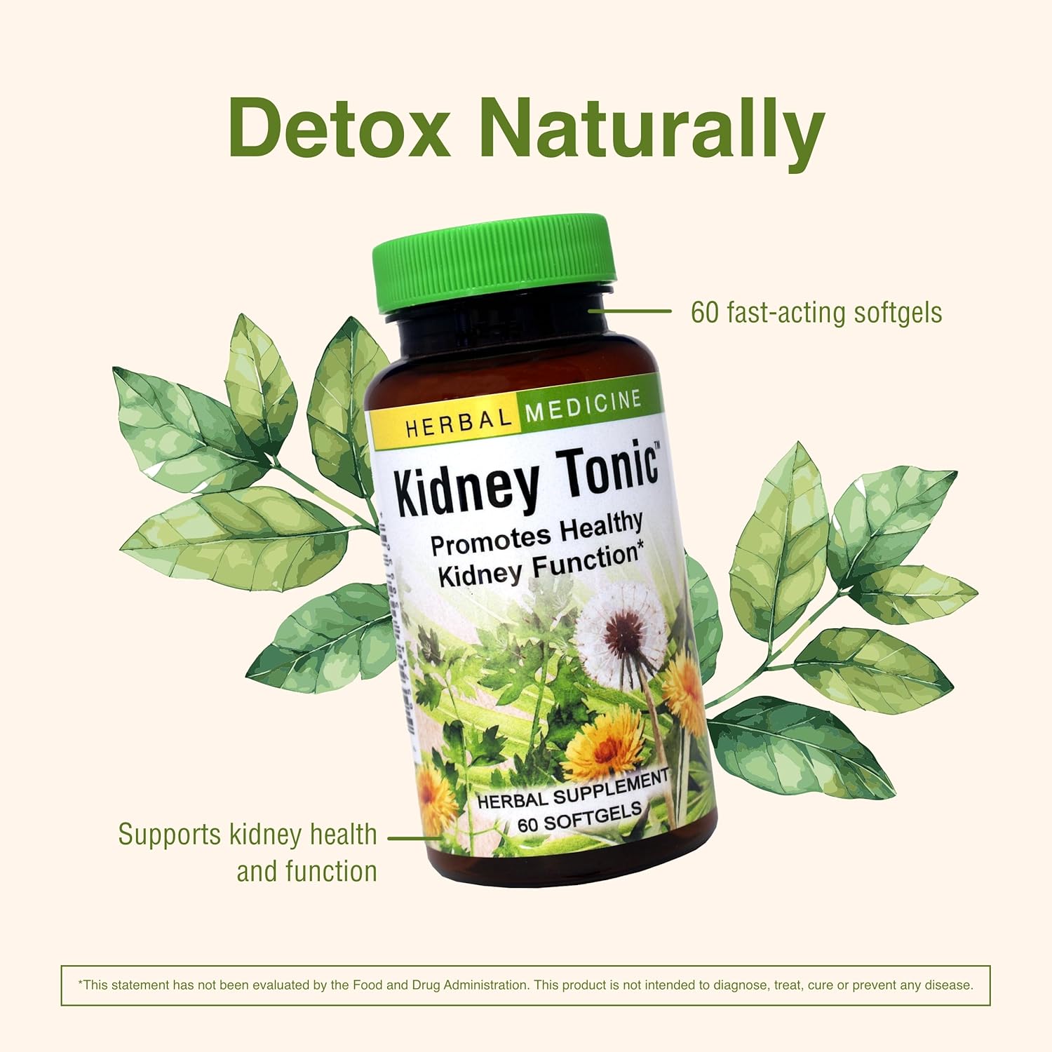 Herbs, Etc. Kidney Tonic Softgels - Function Supplement - Natural with Dandelion, Saw Palmetto & Parsley - 60 Softgels (60 Servings) - Image 5