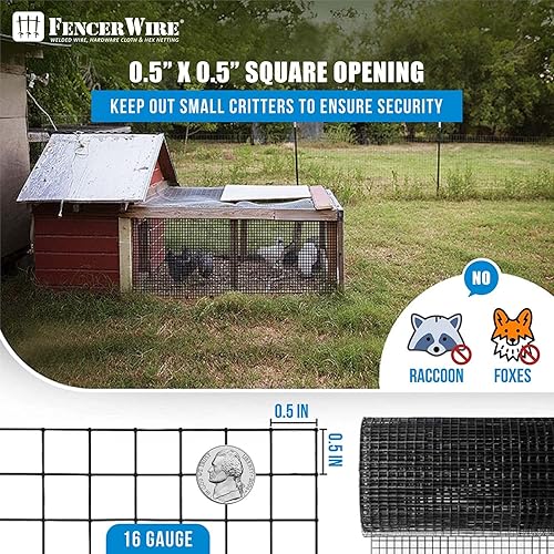 Miniatura 8 de Fencer Wire Paño de hardware, tamaño de malla de 12 pulgada, acero galvanizado calibre 16 con valla de alambre soldado recubierto de vinilo para