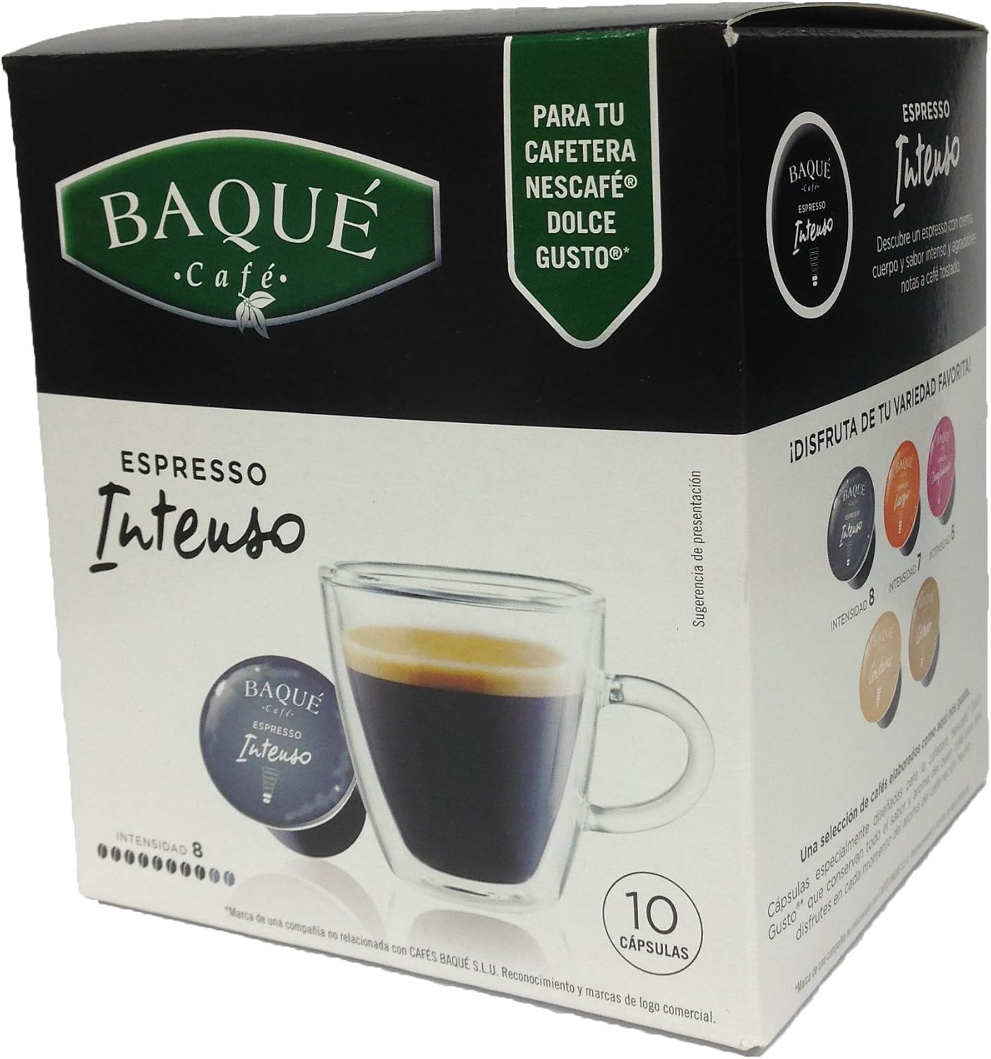 Cafés Baqué - 10 Capsulas Compatibles Dolce Gusto. Espresso Intenso :  Amazon.es: Alimentación y bebidas