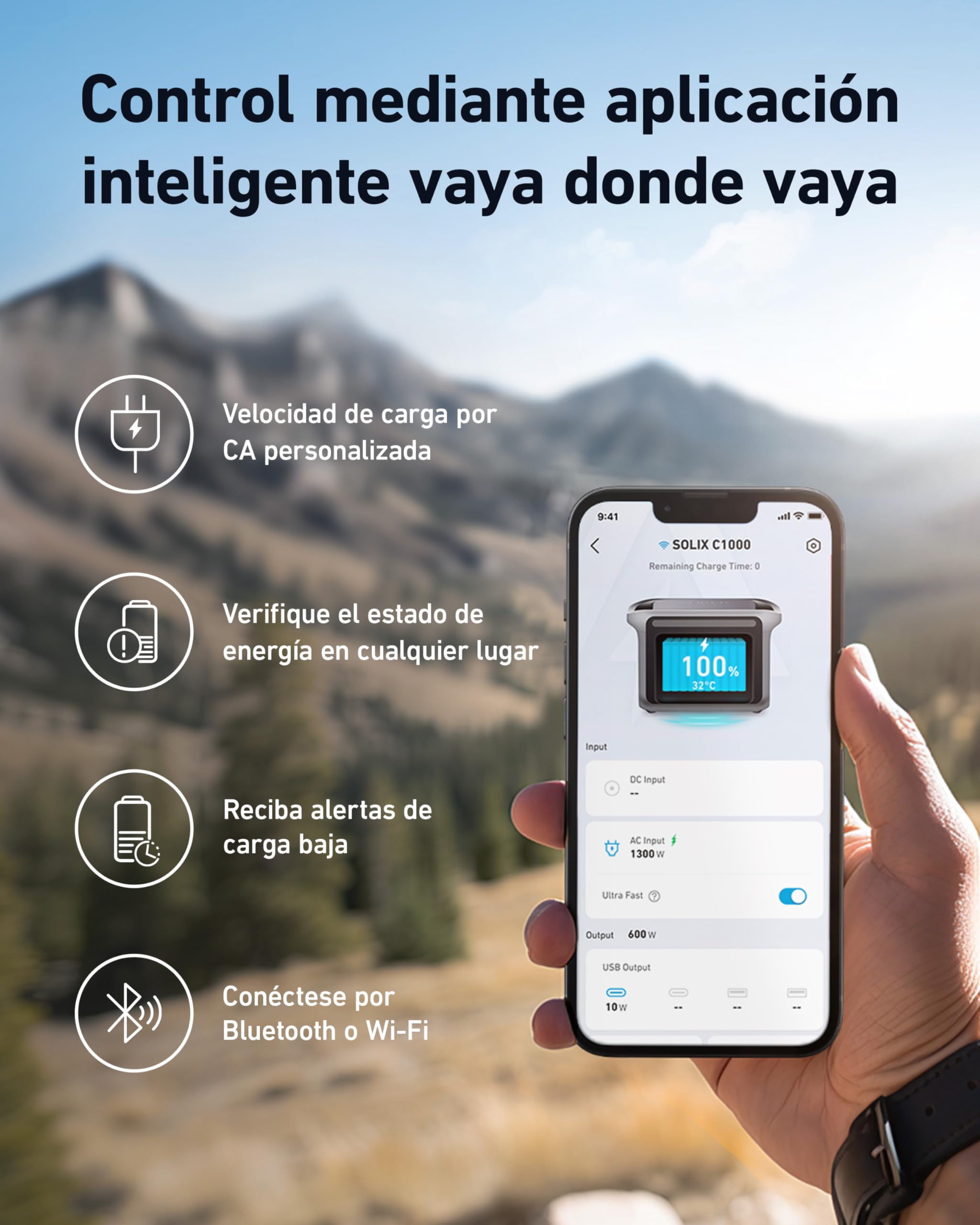 Anker SOLIX C1000 Portable Power Station, generador solar de 1800 W, carga ultrarrápida en 58 minutos, LiFePO4 para acampar al aire libre y suministro doméstico auxiliar (panel solar opcional)