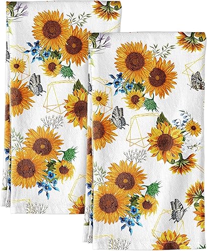 Miniatura 10 de Juego de toallas de cocina de saco de harina - Juego de 2 toallas de cocina de primavera con asa para colgar 18x26 pulgadas, paños de algodón Flor