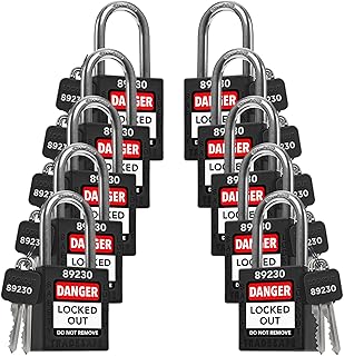 TRADESAFE Lockout Tagout Lock Sets, 10 Black Keyed Alike Safety Padlocks, 2 Keys Per Lock, OSHA Compliant Loto Locks, for Lockout Tag Out Stations - Premium Grade