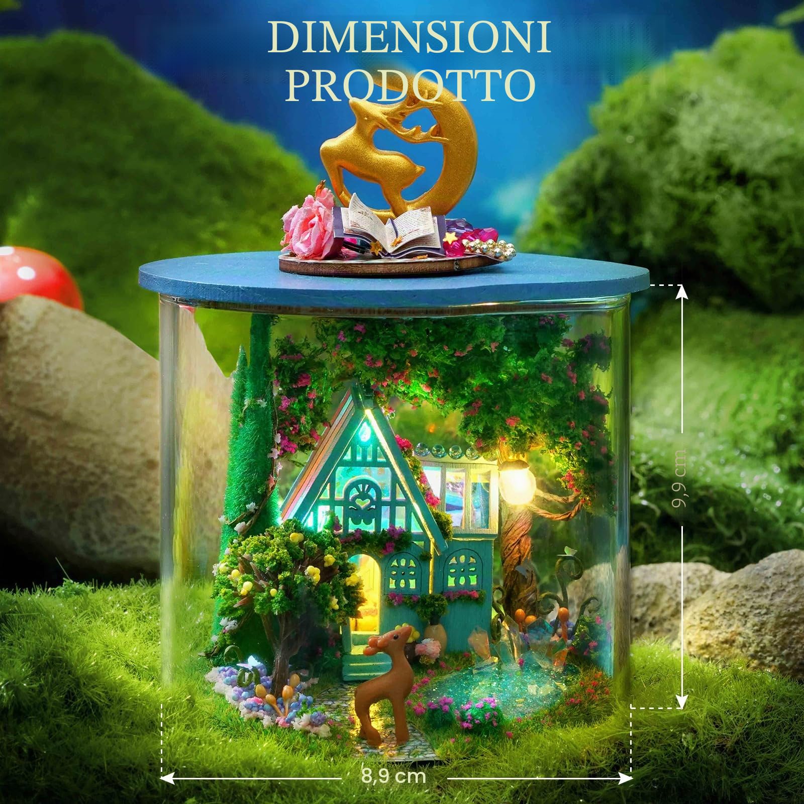Casa in Miniatura DIY con Mobili, Kit di Costruzione per Adulti, Modellino in Legno da Montare, Compleanni e Natale, Giardino delle Fate