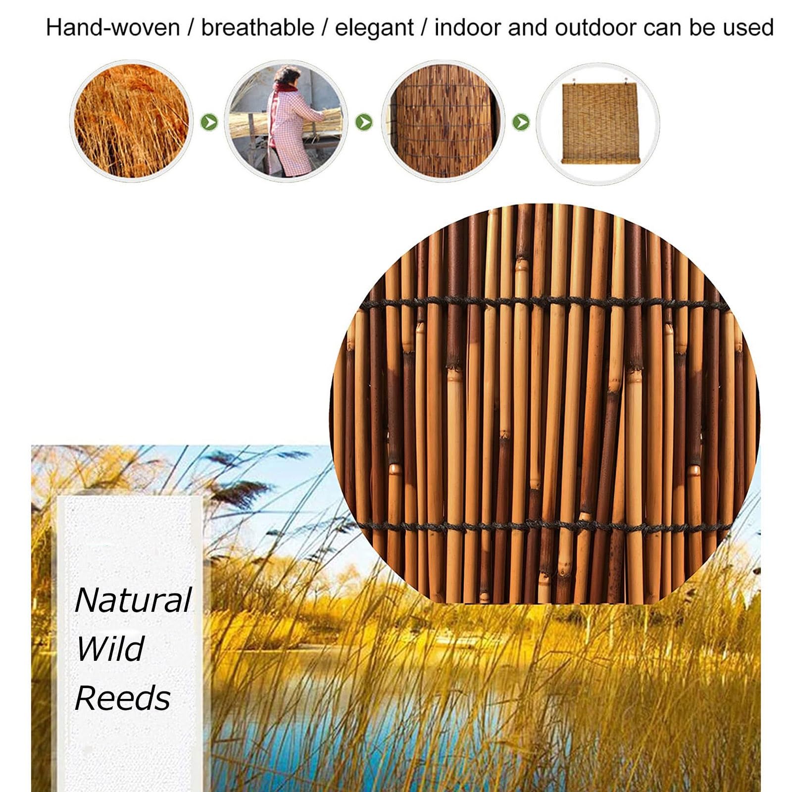Tende in bambù personalizzate per pergola da esterno, tende parasole tessute a mano e protezione della privacy, tende a pacchetto naturali per interni/finestre/porte decorative