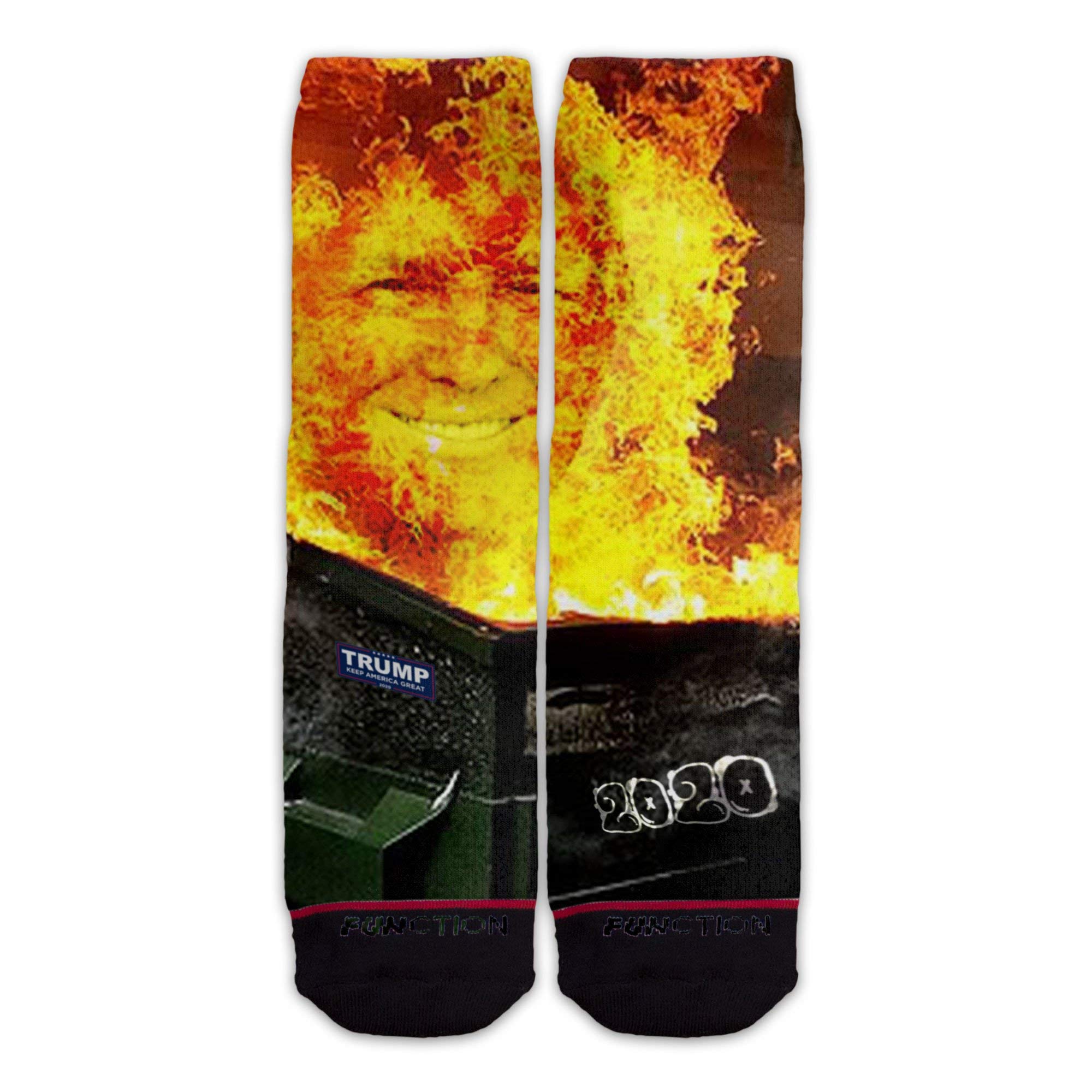 Function SocksFunction - Trumps 2020 Dumpster Fire Socks Mens Womens Unisex Tall Crew Murder Hornets Pandemic Quarantine Election USA Keep Make Great Vote America Donald