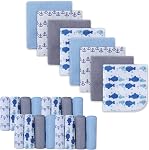 softan Baby Washcloths, 24Pack Baby Wash Cloths Extra Soft & Ultra Absorbent, Baby Towels and Washcloths Face Towel Unisex for Boys Girls Face & Body (Whale)