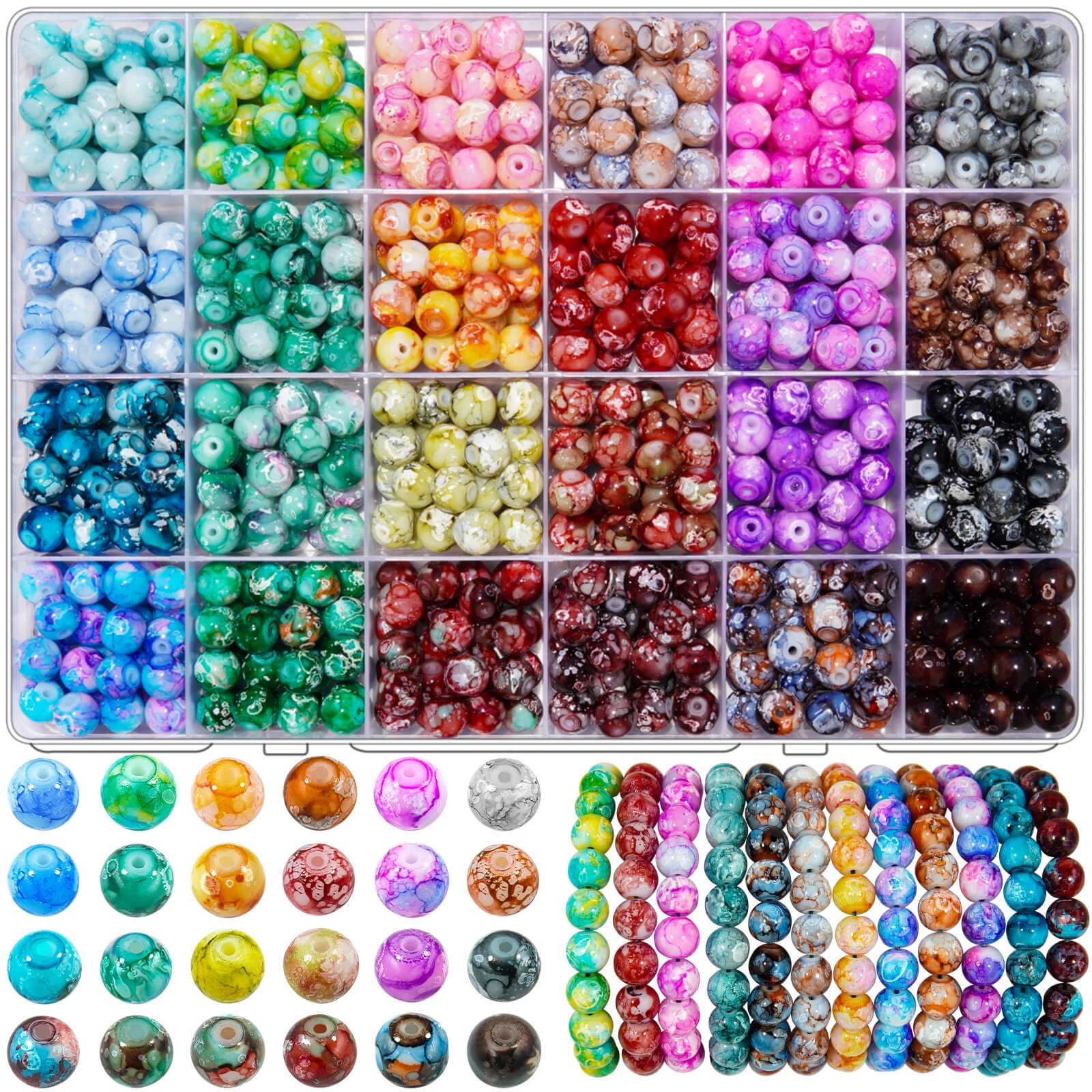 Amazon.com: Glass Beads for Jewelry Making, 600pcs 8mm Glass