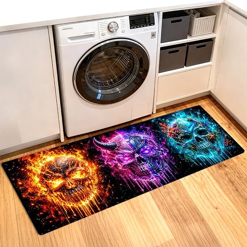 ANNA QUEEN Halloween Laundry Room Rug 20x47 Inch Non-Slip Bathroom Halloween Run