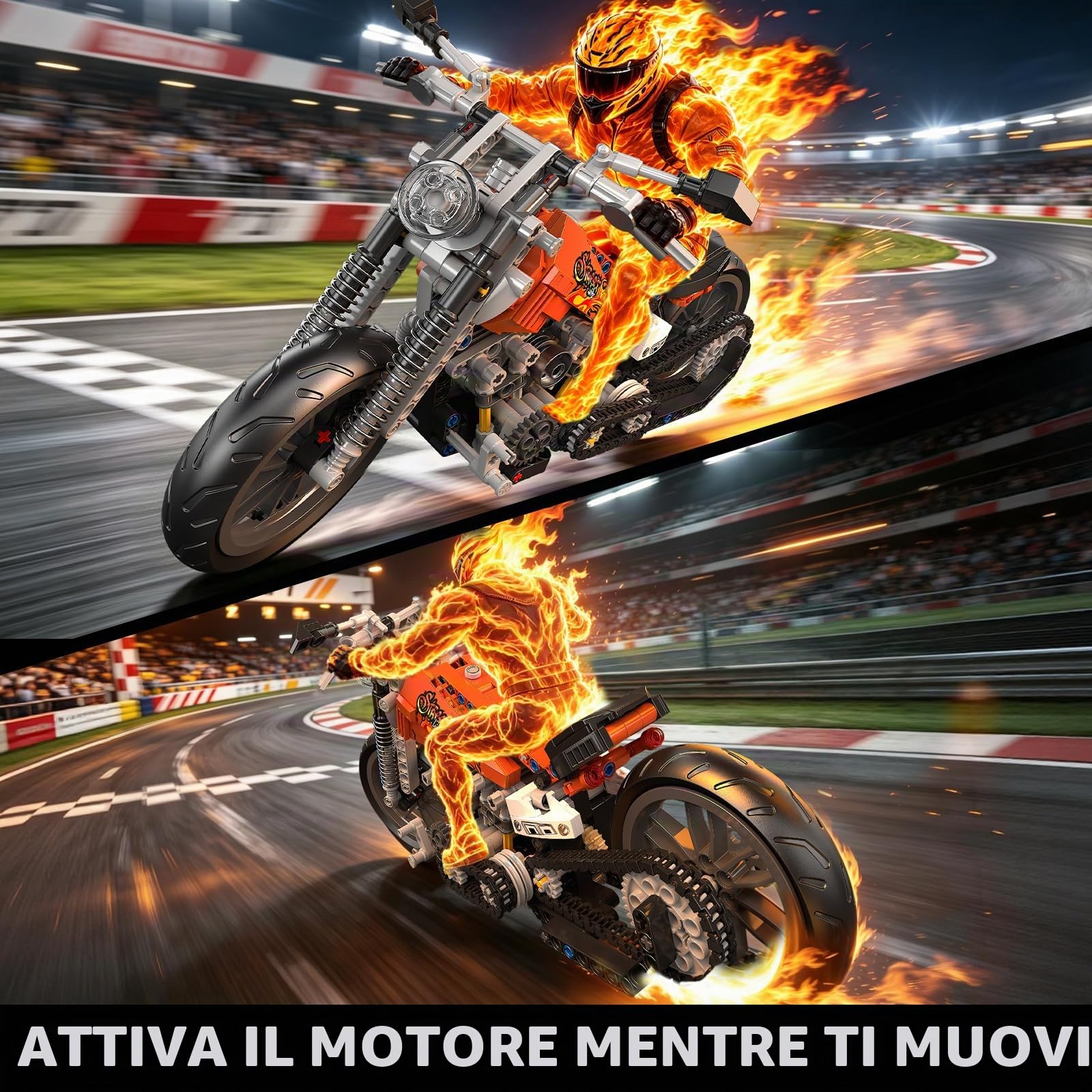 TYCOLE Moto Fiamma in Mattoncini, Set da Costruzione, Modello da Collezione