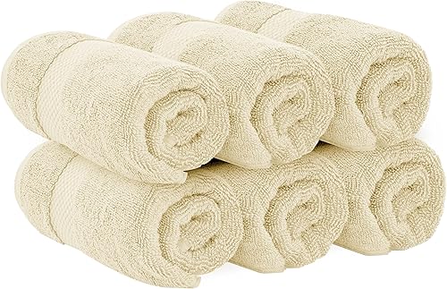 Miniatura 3 de Juego de toallas de mano White Classic de lujo, set de toallas para el baño, hotel, spa, cocina, de algodón egipcio circular, 40cm x 76cm, set de 6