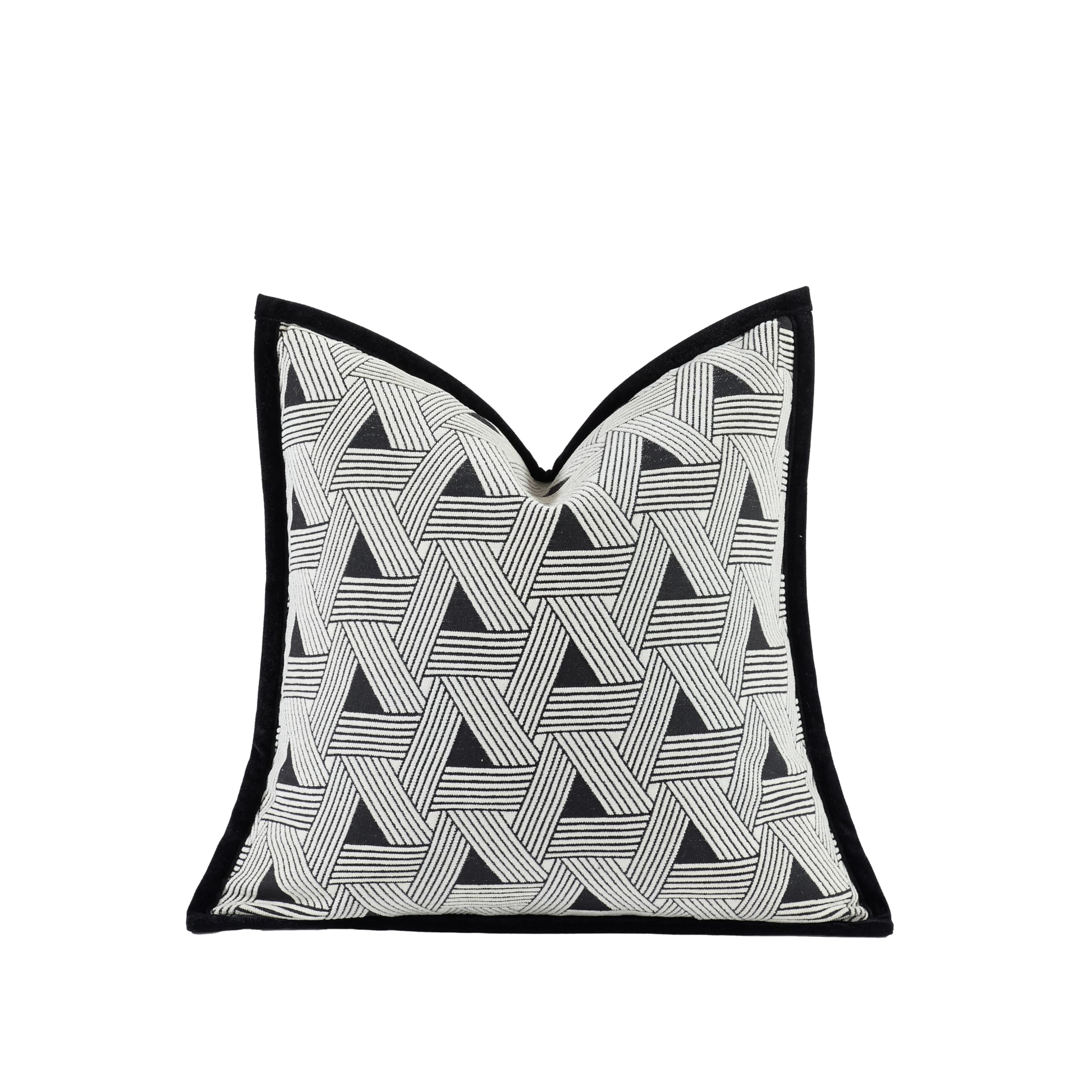 Croker Horse New 22x22 inches Throw Pillow Cushion Covers - Triangle Black Color Chenille Jacquard Embroidery with Edge