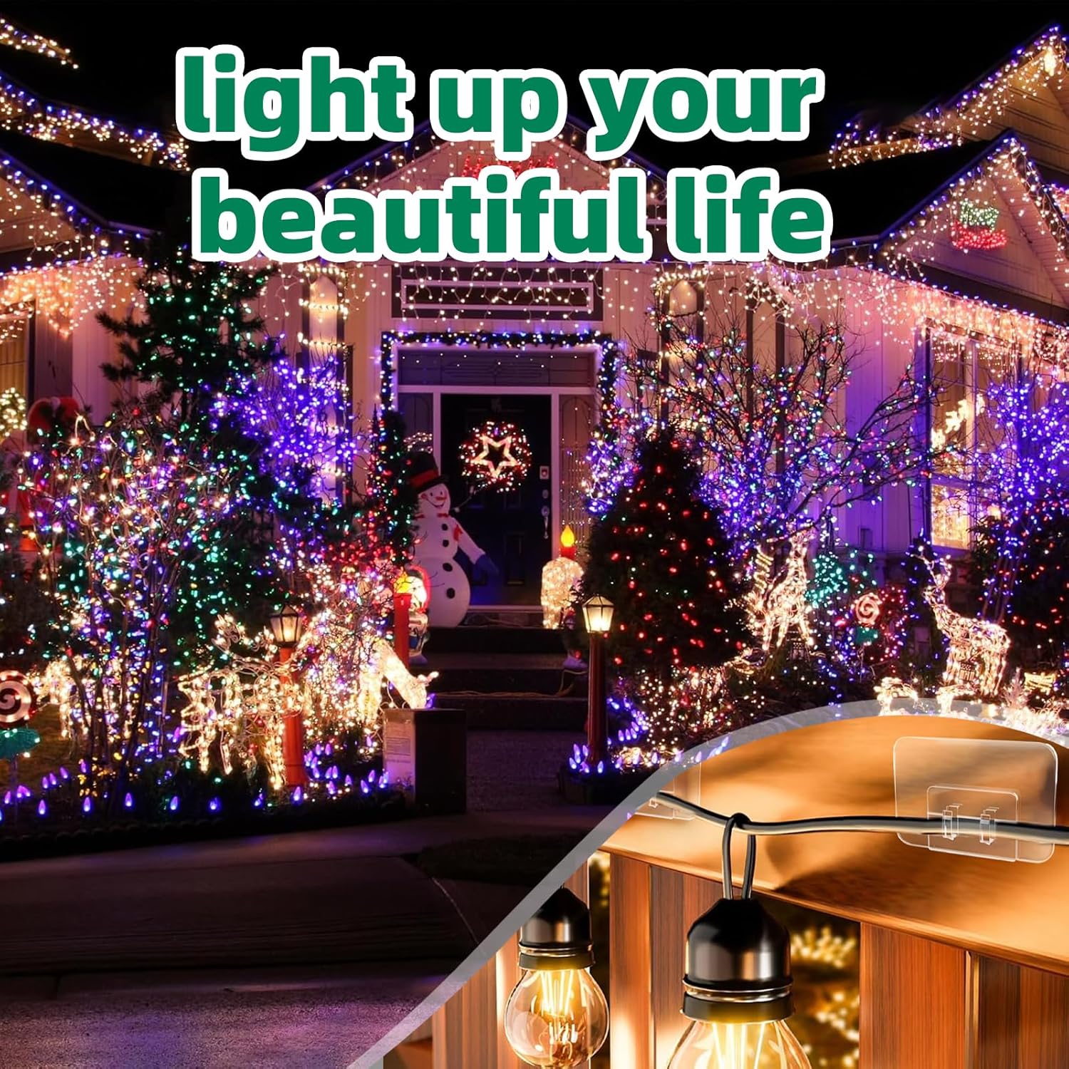 200Pcs Plastic Hooks for Outdoor String Lights Command Cable Clips Hooks Damage-Free Wall Clips for Hanging Light Strings and Cables Ideal for Christmas Decorations and Cable Accents