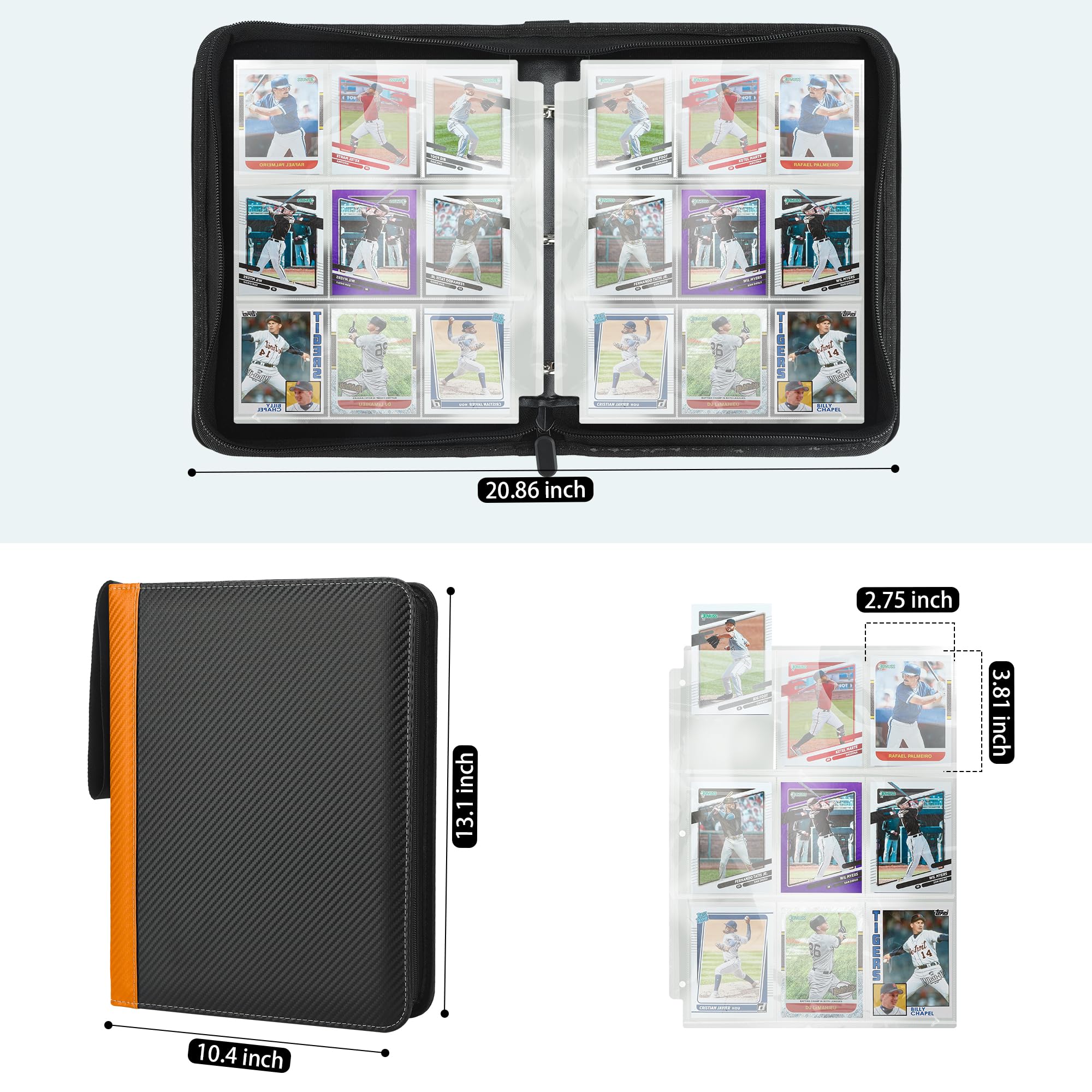 Deoyibu Album De Cartes à Collectionner 900 Cartes - Classeur 9 Compartiments 50 Pages Avec Reliure PU