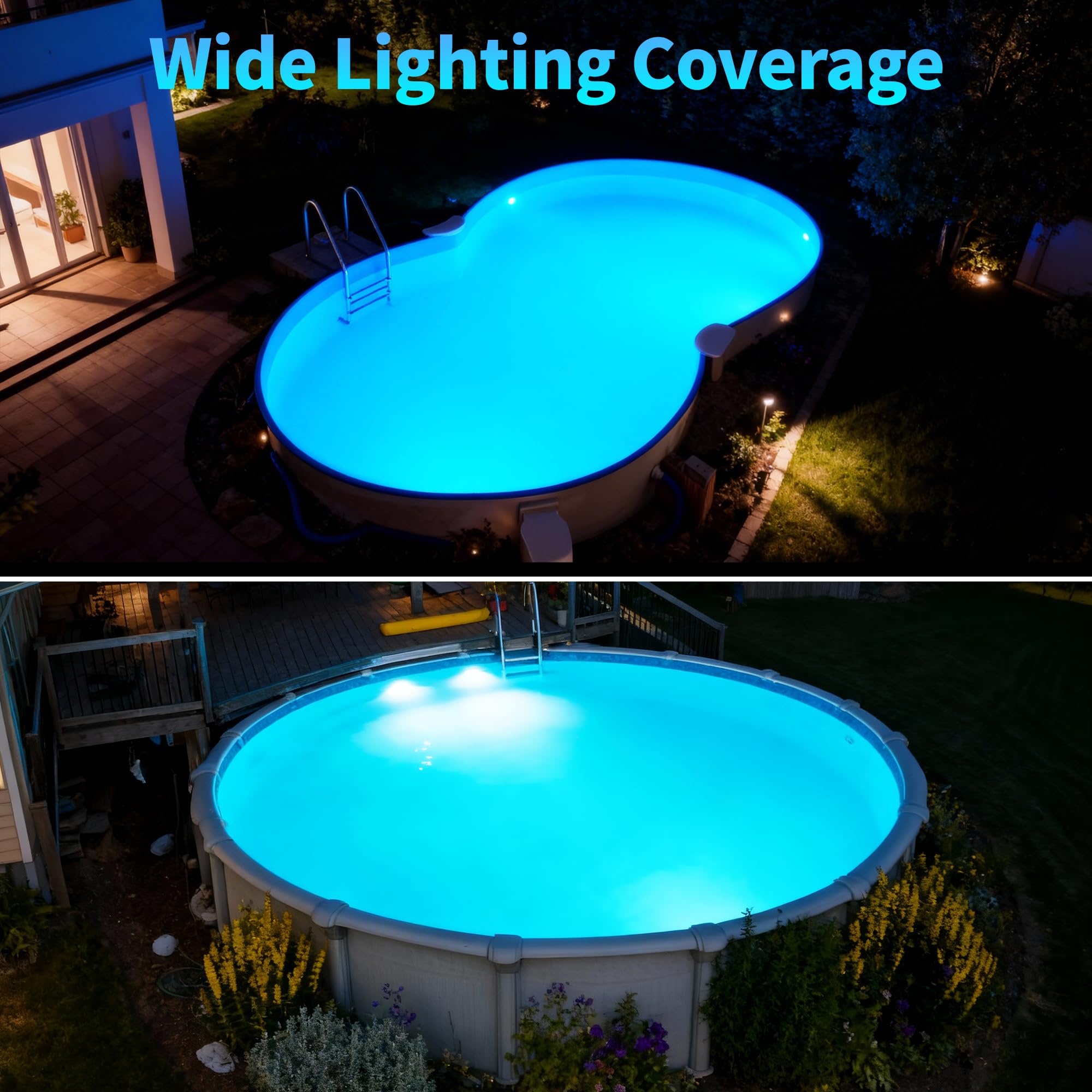 Luci Piscina LED con Filettatura 2", 18W Lampade Piscina 6000K Non Dimmerabile, 1800lm, Ø242mm, 12V AC/DC IP68 Impermeabile Riempito di Resina Faro Sommergibile per Piscine Fuori Terra Acciaio