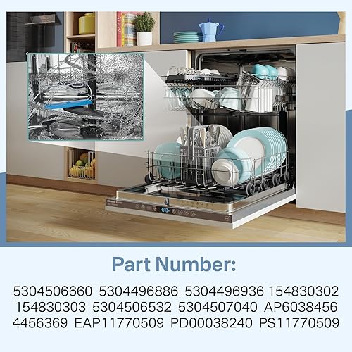 Miniatura 4 de Showingo Brazo de lavado inferior 5304506660 compatible con lavavajillas Frigidaire Conjunto de brazo rociador con filtro de drenaje trampa de